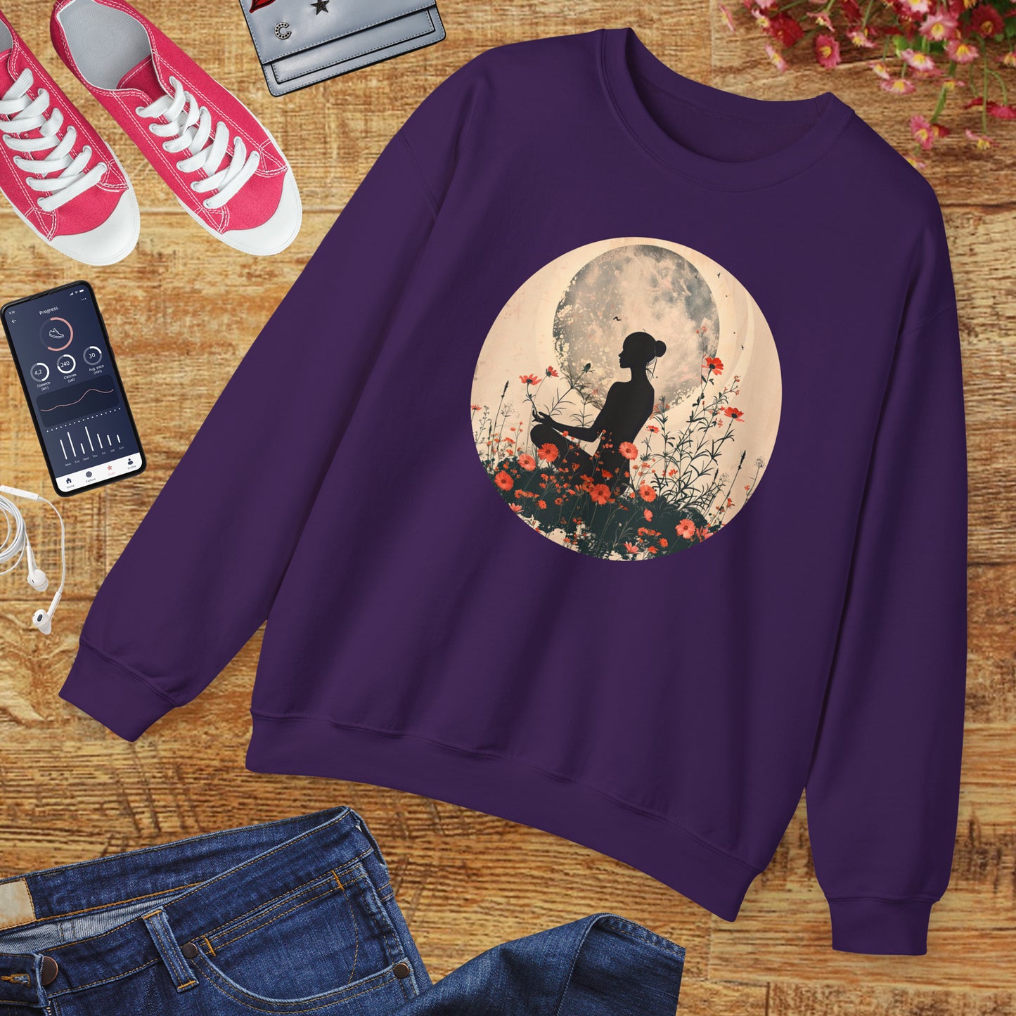 🌺Moonlit Stillness - A Sacred Space to Just Be Crewneck Sweatshirt