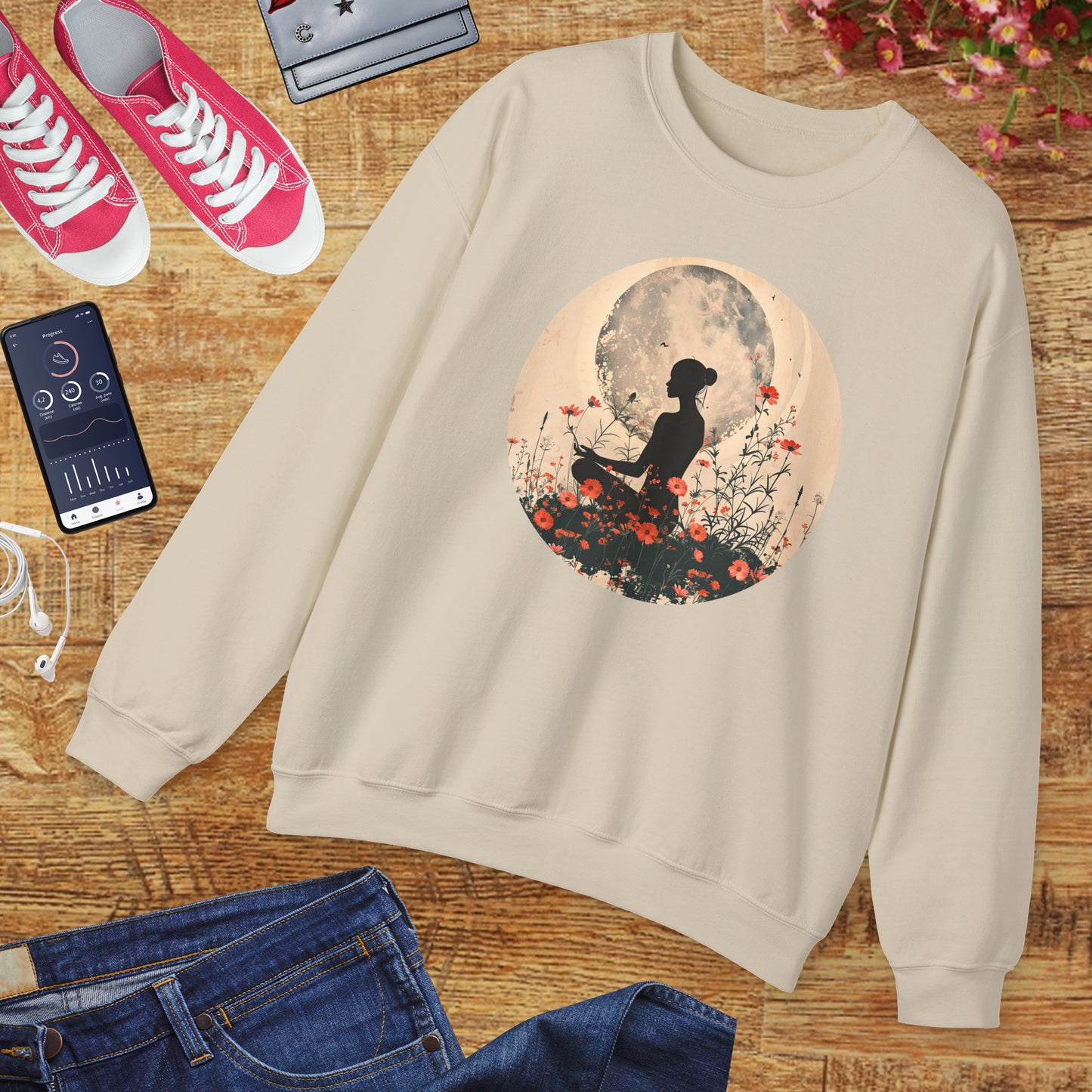 🌺Moonlit Stillness - A Sacred Space to Just Be Crewneck Sweatshirt