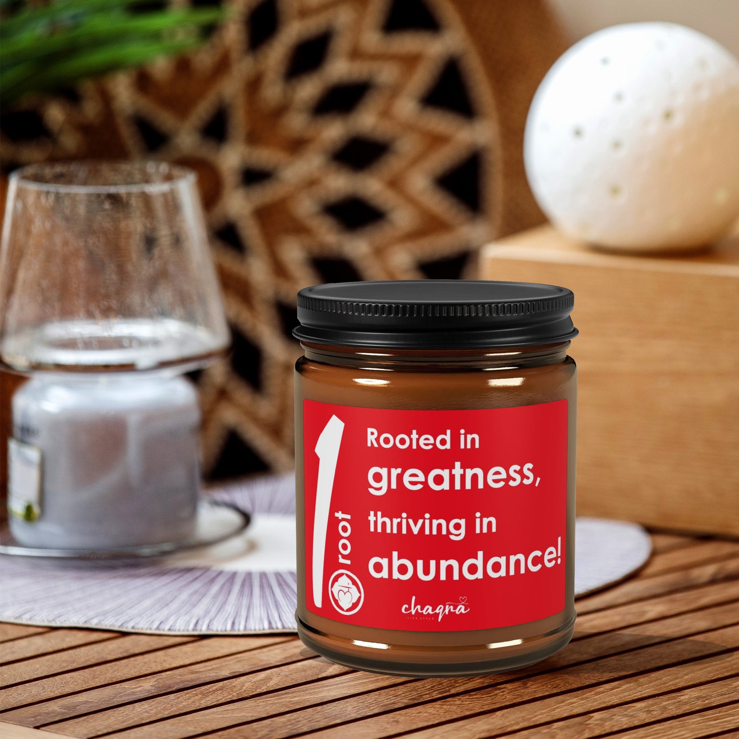 ROOT CHAQRA Affirmation Candle 9oz.- "Rooted in greatness, thriving in abundance!" - Scented Soy Candle