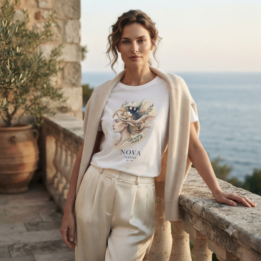 NOVA COLLECTION :: 'SERENA' - Watercolor Goddess Portrait Floral Tee
