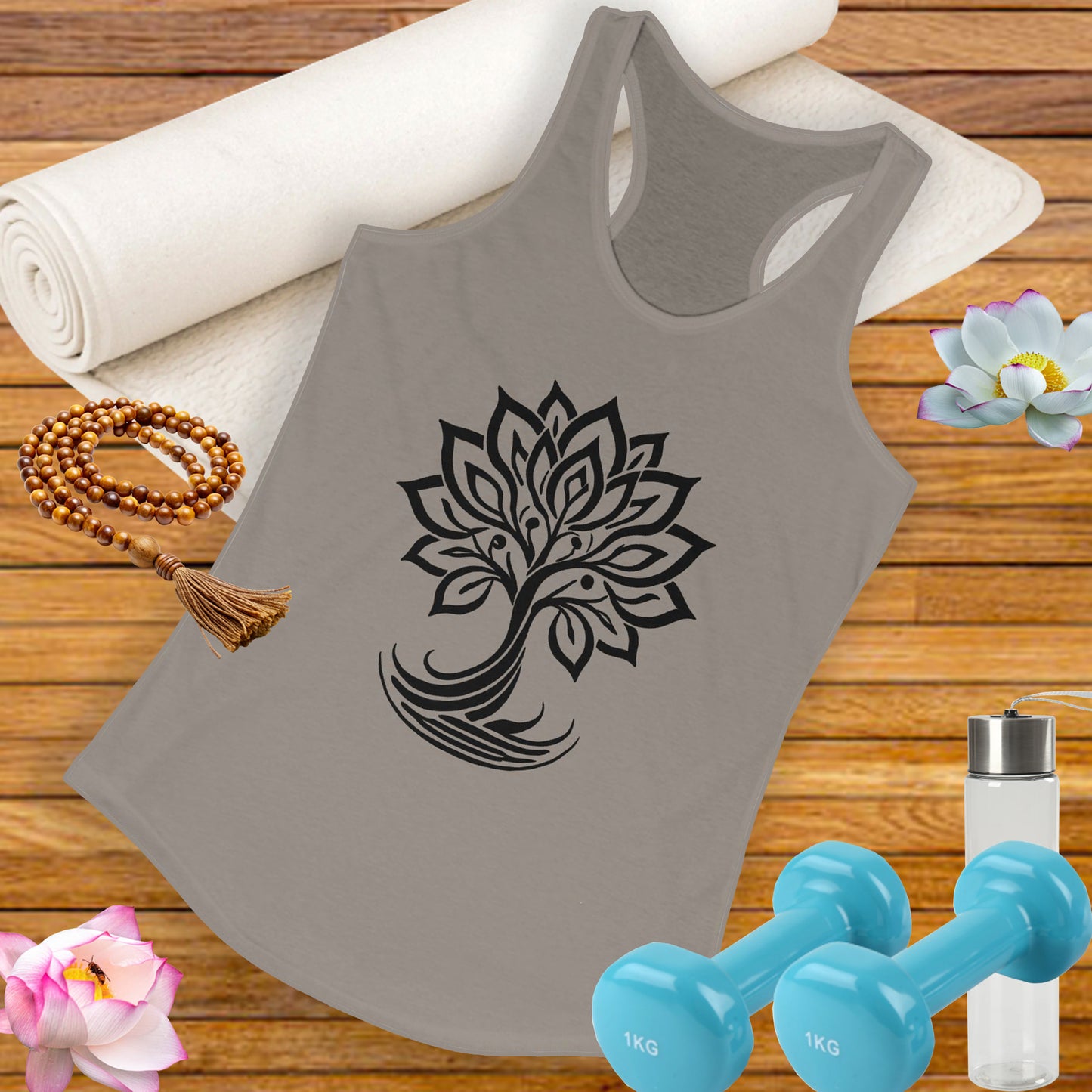 "Bloom with Purpose" – Inspirational Lotus Tree - Women's Racerback Tank