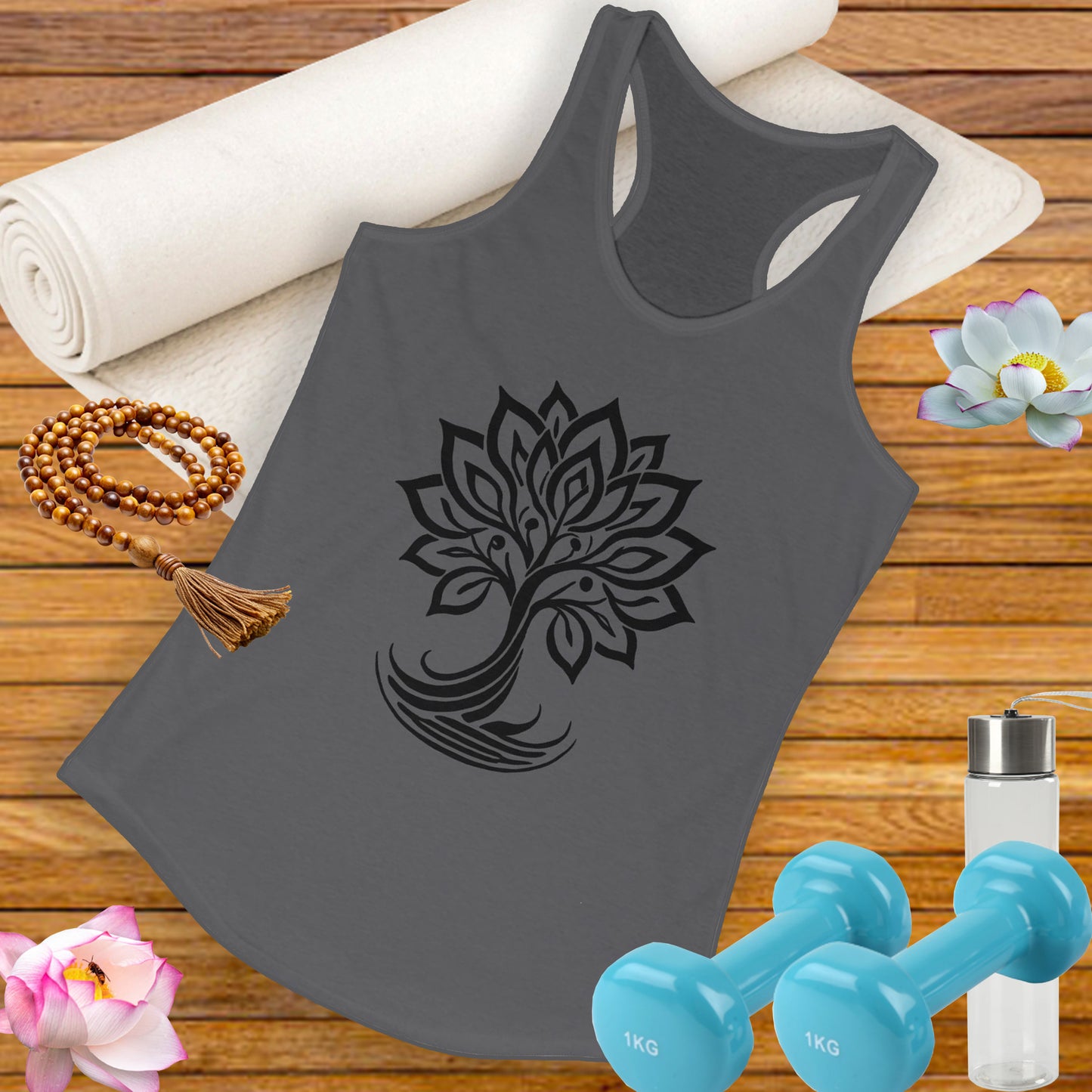 "Bloom with Purpose" – Inspirational Lotus Tree - Women's Racerback Tank