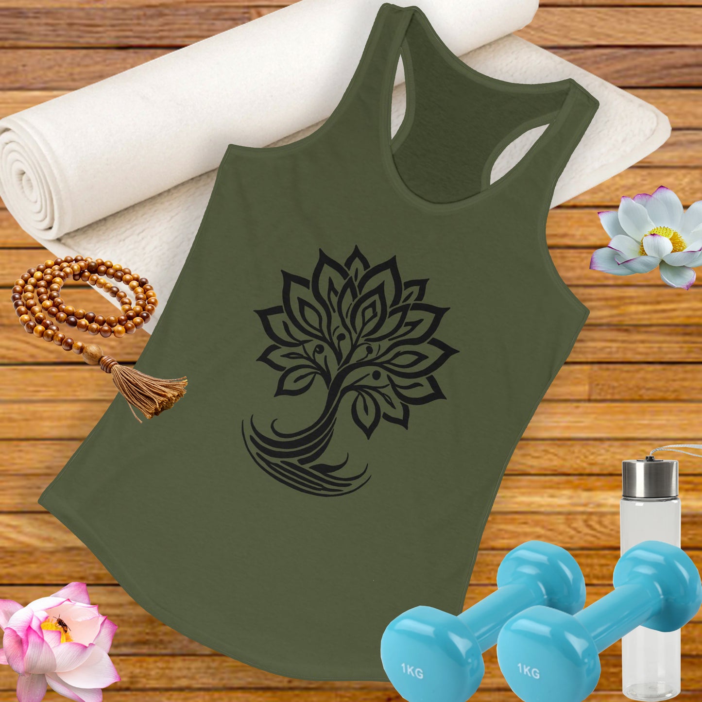 "Bloom with Purpose" – Inspirational Lotus Tree - Women's Racerback Tank