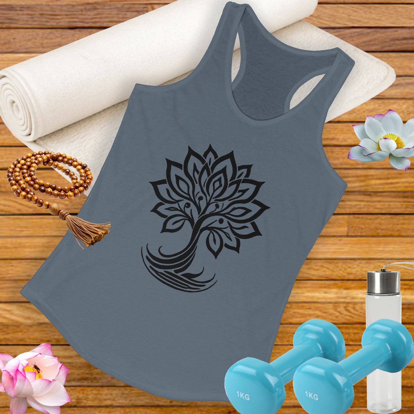 "Bloom with Purpose" – Inspirational Lotus Tree - Women's Racerback Tank
