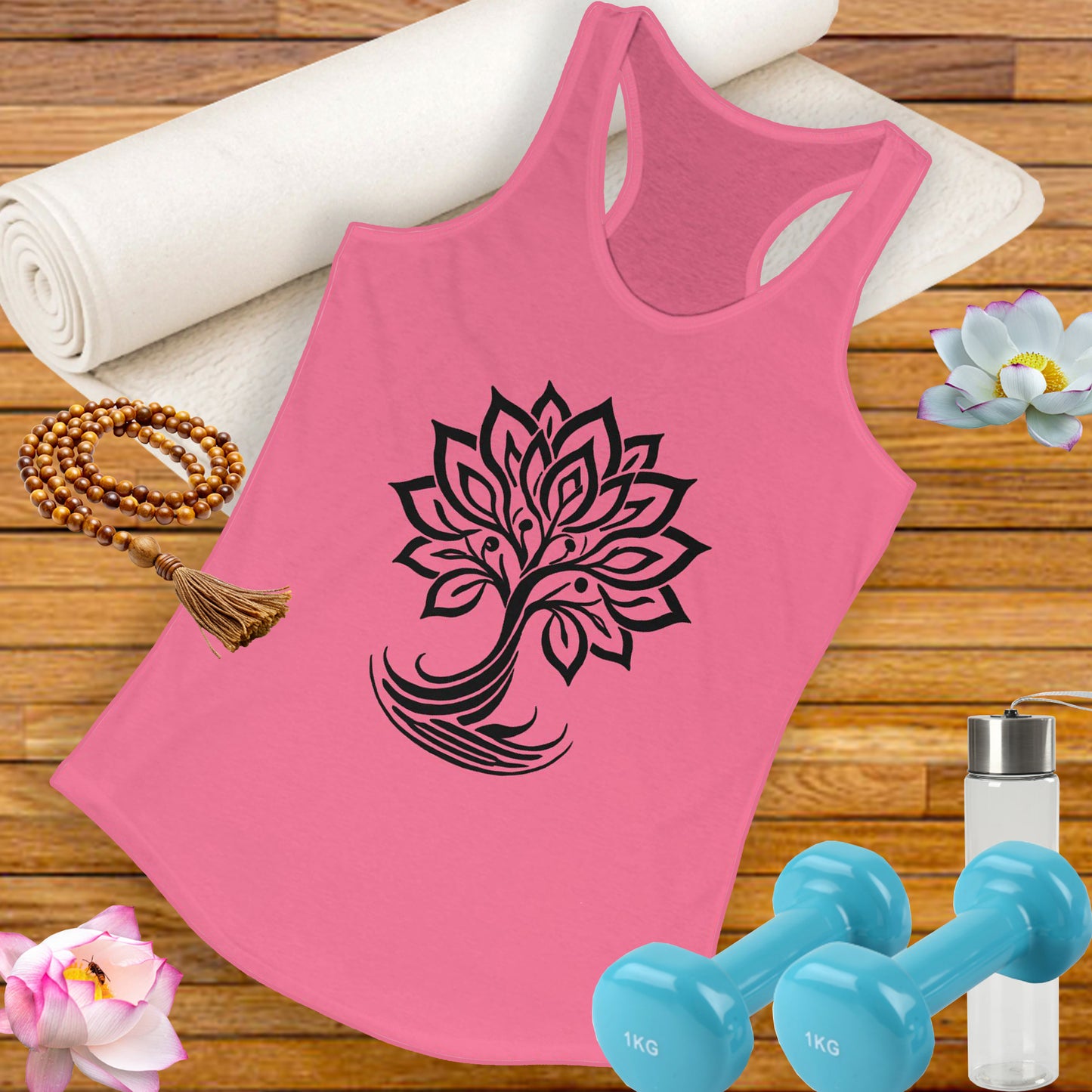 "Bloom with Purpose" – Inspirational Lotus Tree - Women's Racerback Tank