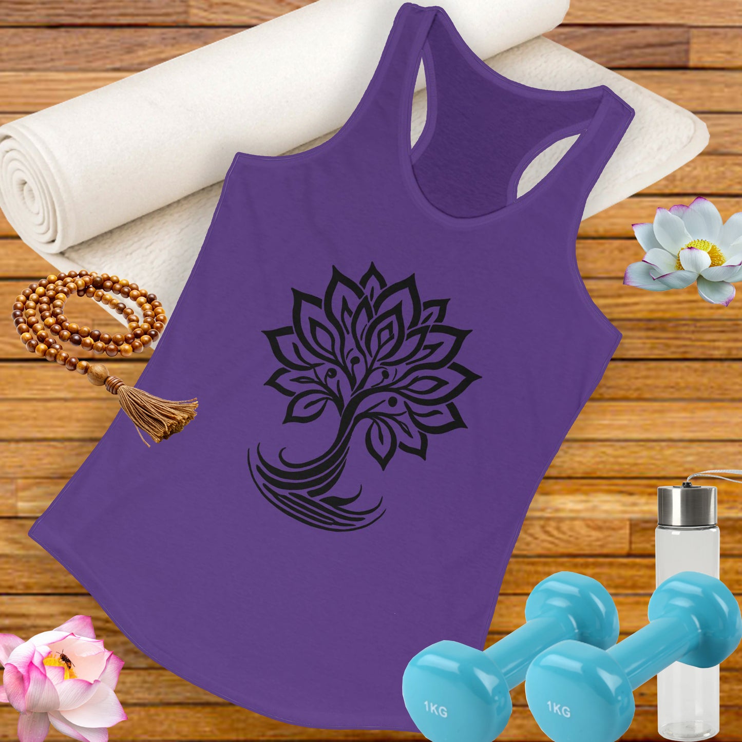 "Bloom with Purpose" – Inspirational Lotus Tree - Women's Racerback Tank