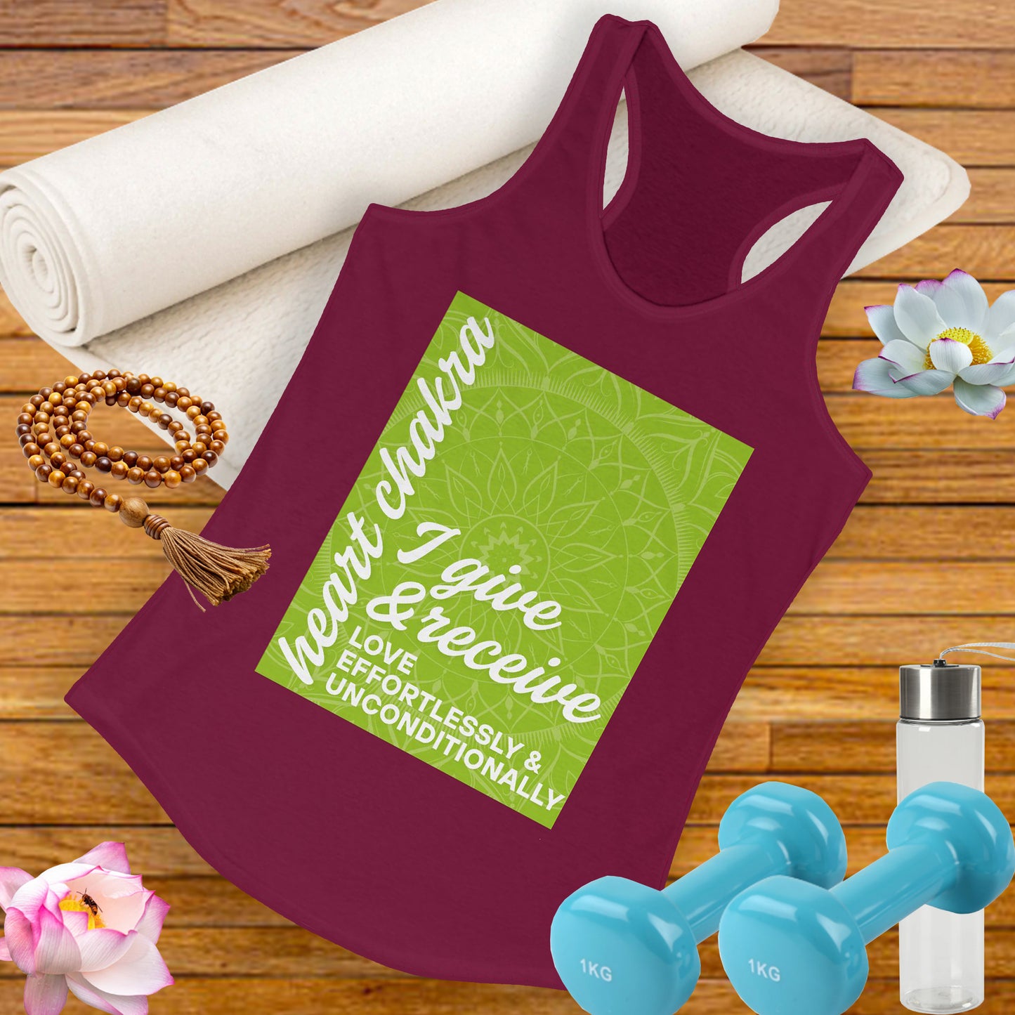 Open Heart - Anahata/Heart Chakra Affirmation Racerback Tank Top