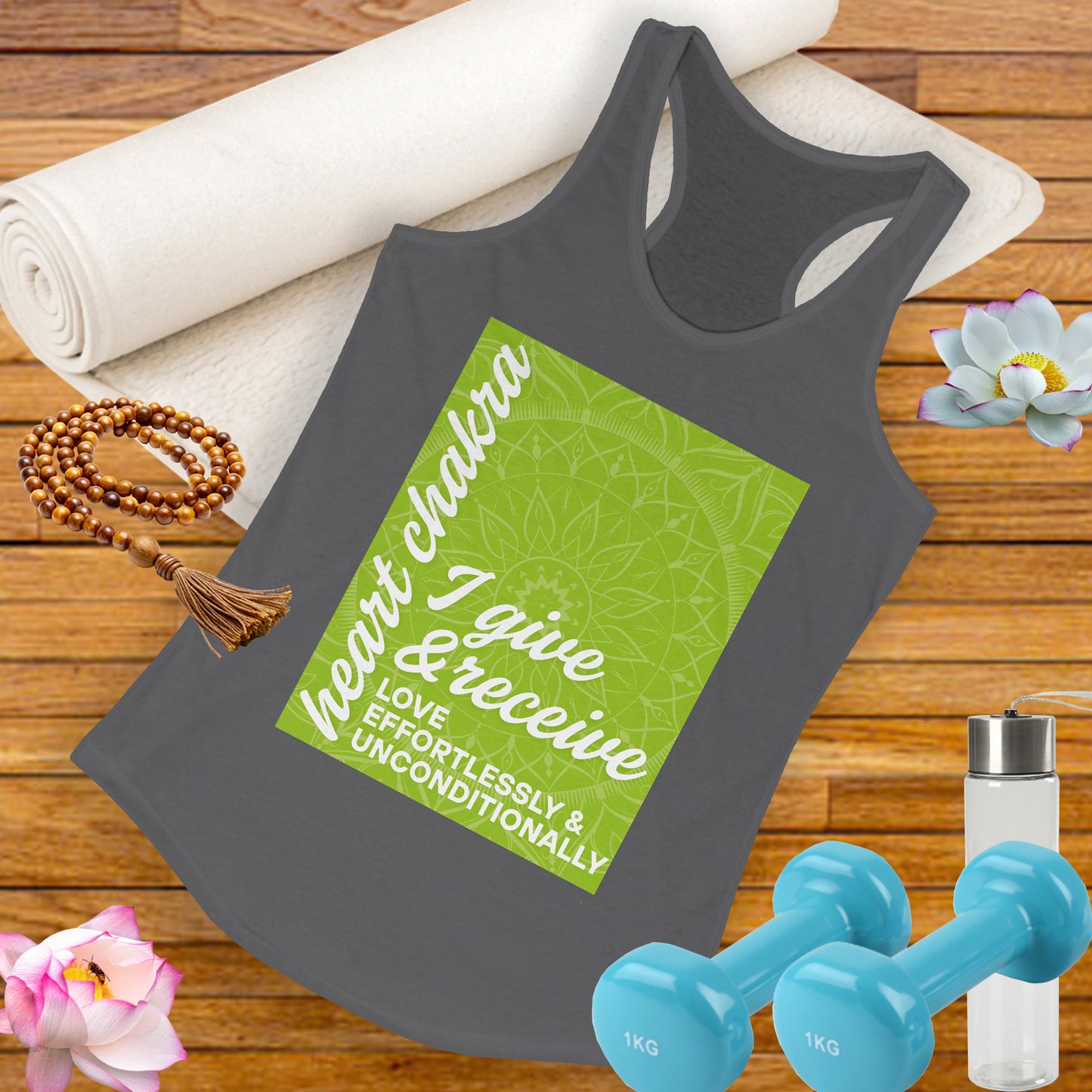 Open Heart - Anahata/Heart Chakra Affirmation Racerback Tank Top