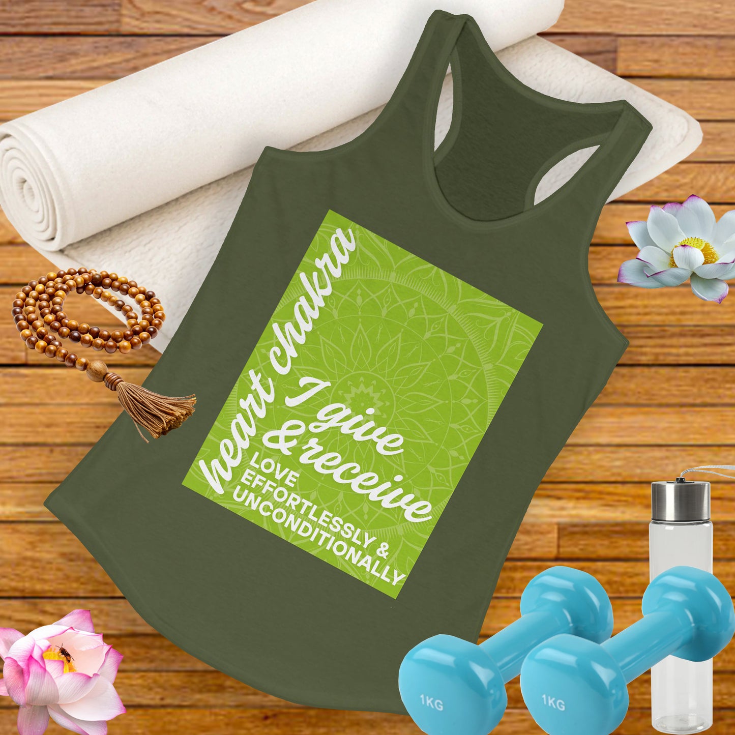 Open Heart - Anahata/Heart Chakra Affirmation Racerback Tank Top