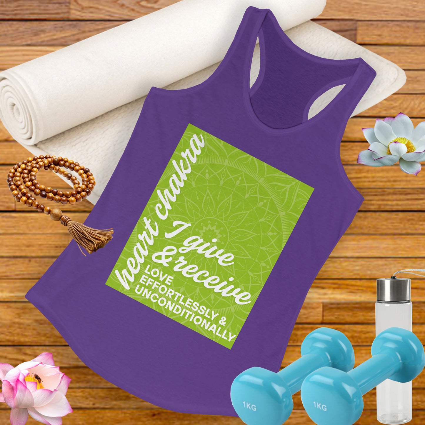 Open Heart - Anahata/Heart Chakra Affirmation Racerback Tank Top