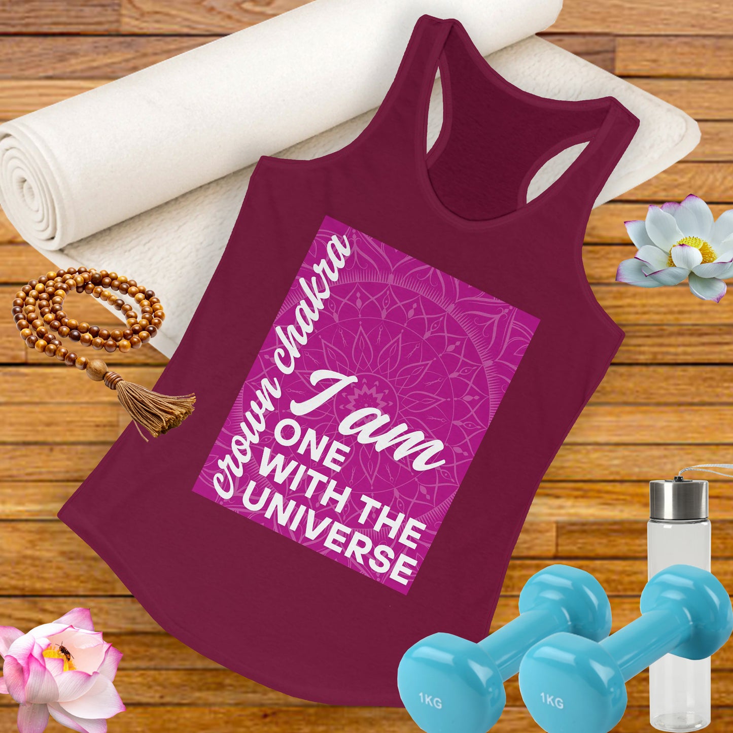Universal Connection - Sahasrara/Crown Chakra Affirmation Racerback Tank