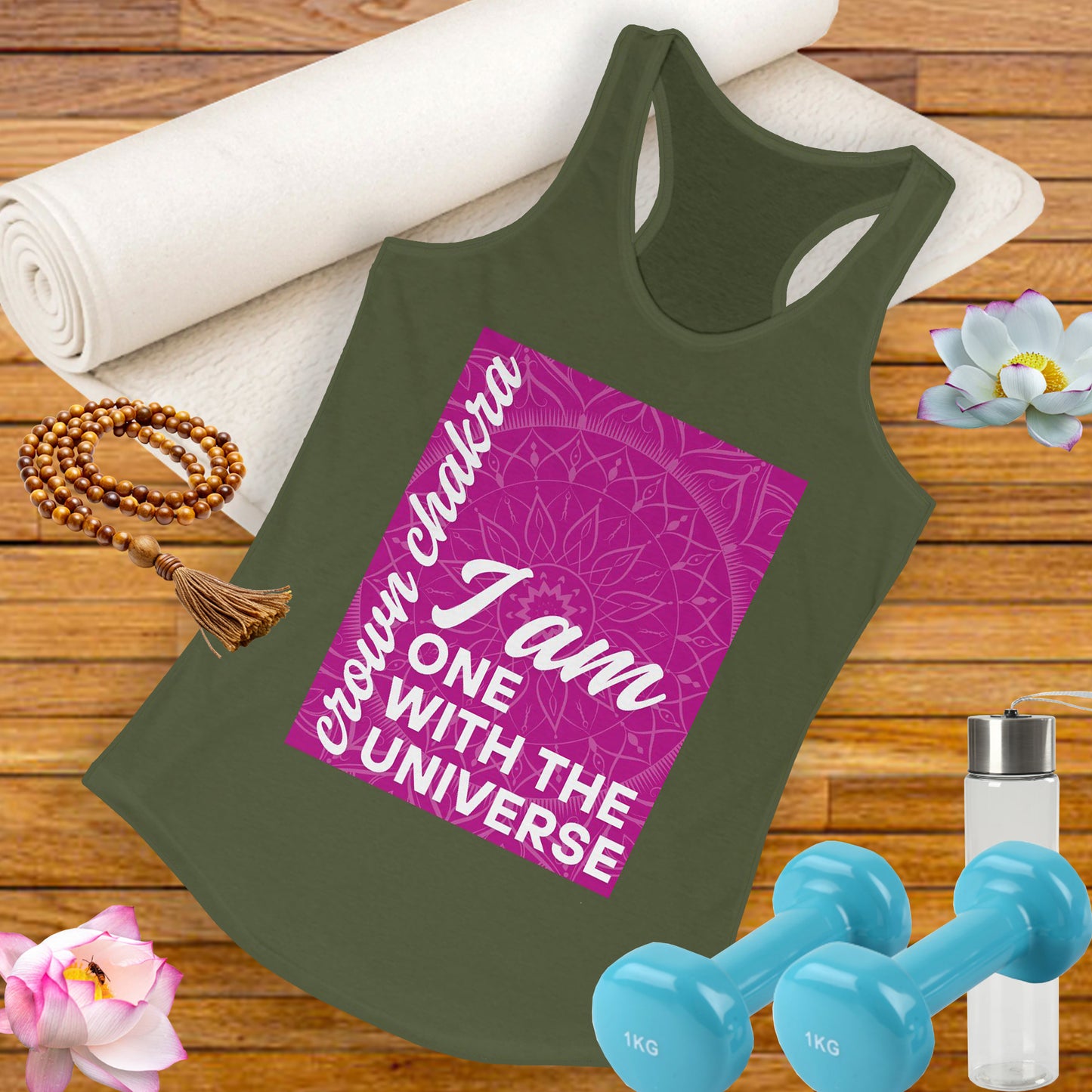 Universal Connection - Sahasrara/Crown Chakra Affirmation Racerback Tank