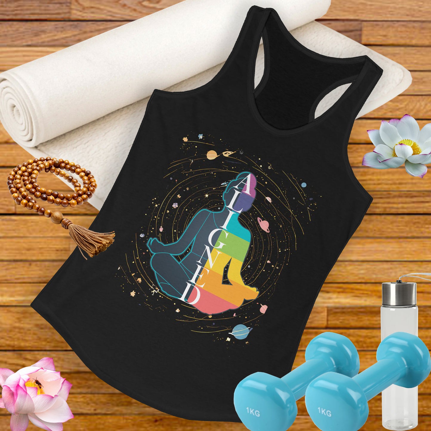 Aligned in Cosmos - Chakra Energy - Zen Women's Racerback Tank - Perfect for Yoga and Mindfulness