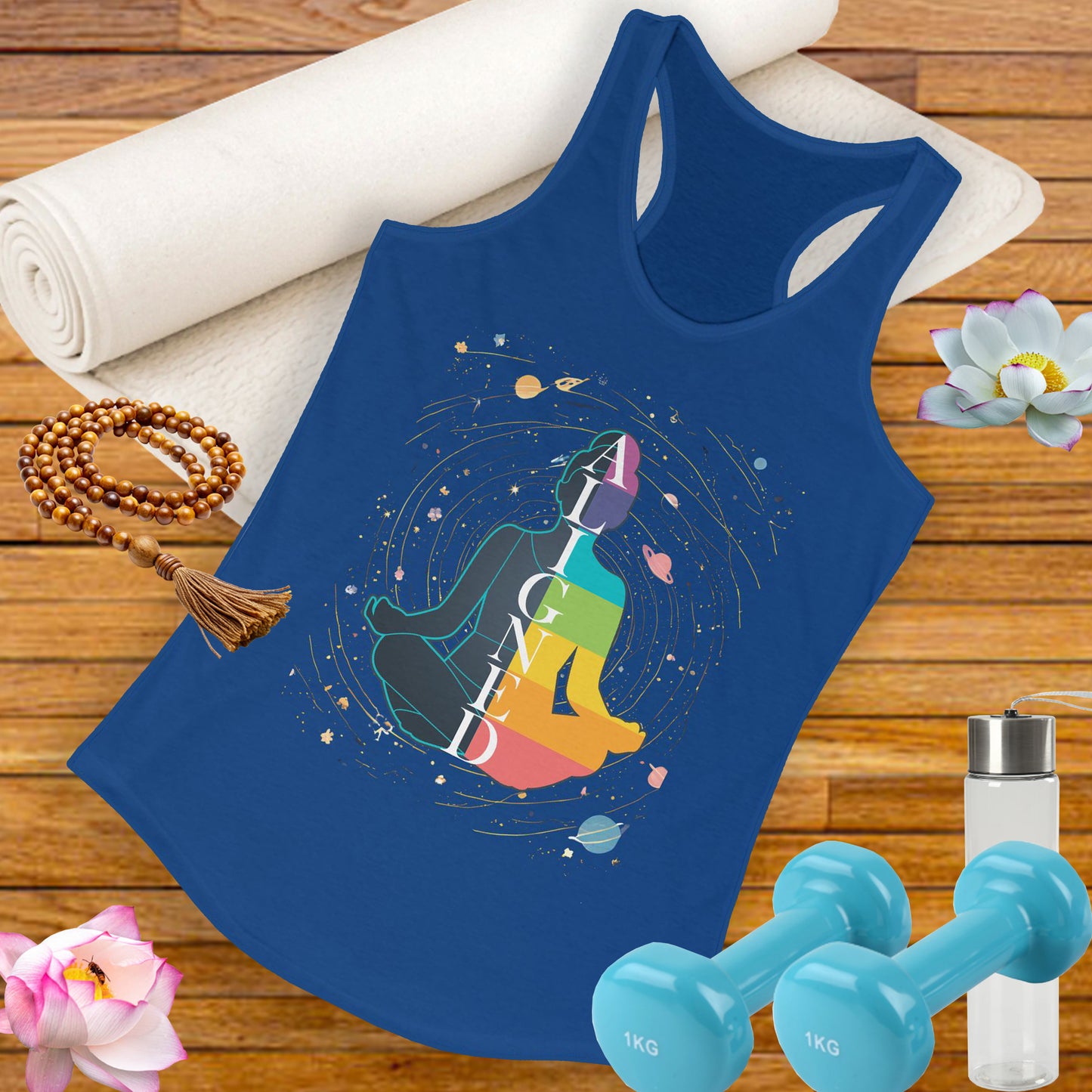 Aligned in Cosmos - Chakra Energy - Zen Women's Racerback Tank - Perfect for Yoga and Mindfulness