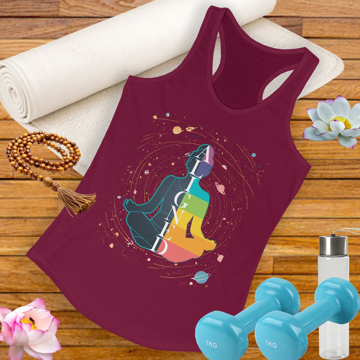 Aligned in Cosmos - Chakra Energy - Zen Women's Racerback Tank - Perfect for Yoga and Mindfulness