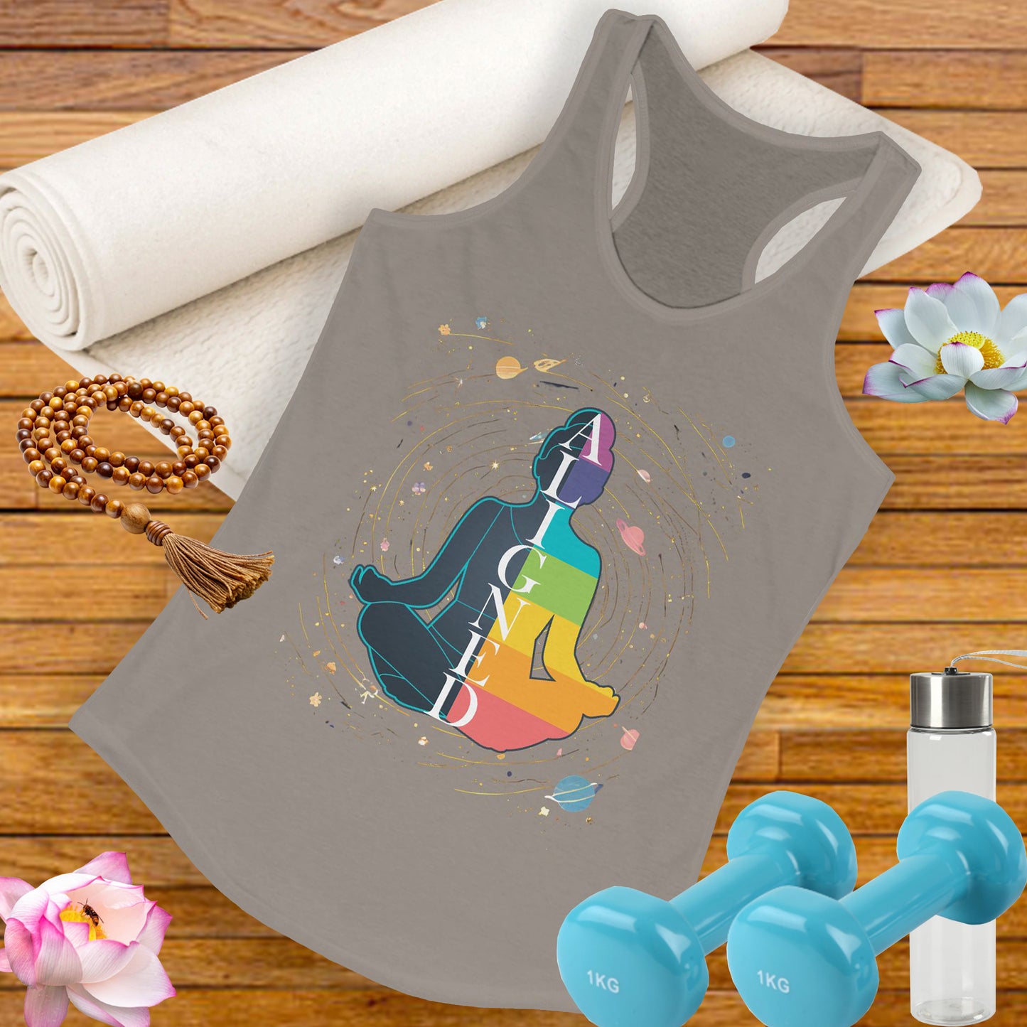 Aligned in Cosmos - Chakra Energy - Zen Women's Racerback Tank - Perfect for Yoga and Mindfulness