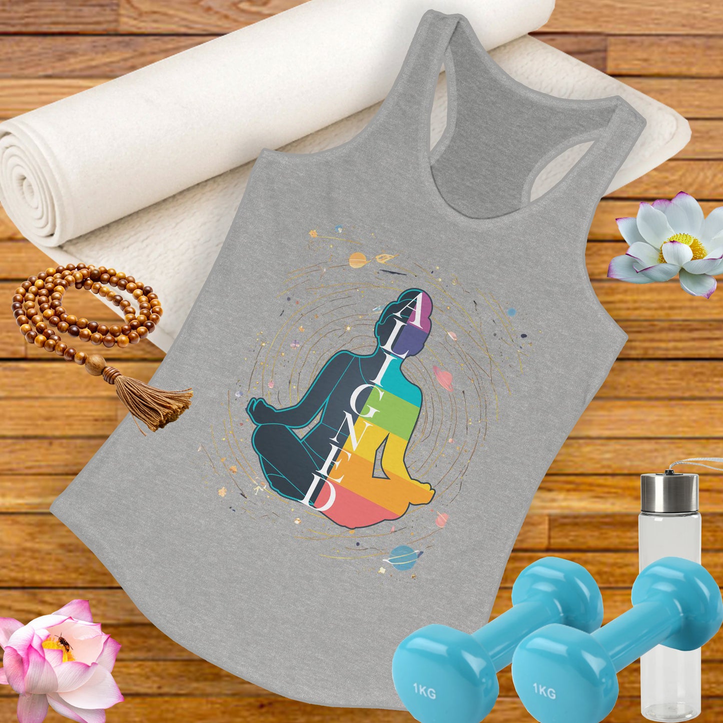 Aligned in Cosmos - Chakra Energy - Zen Women's Racerback Tank - Perfect for Yoga and Mindfulness