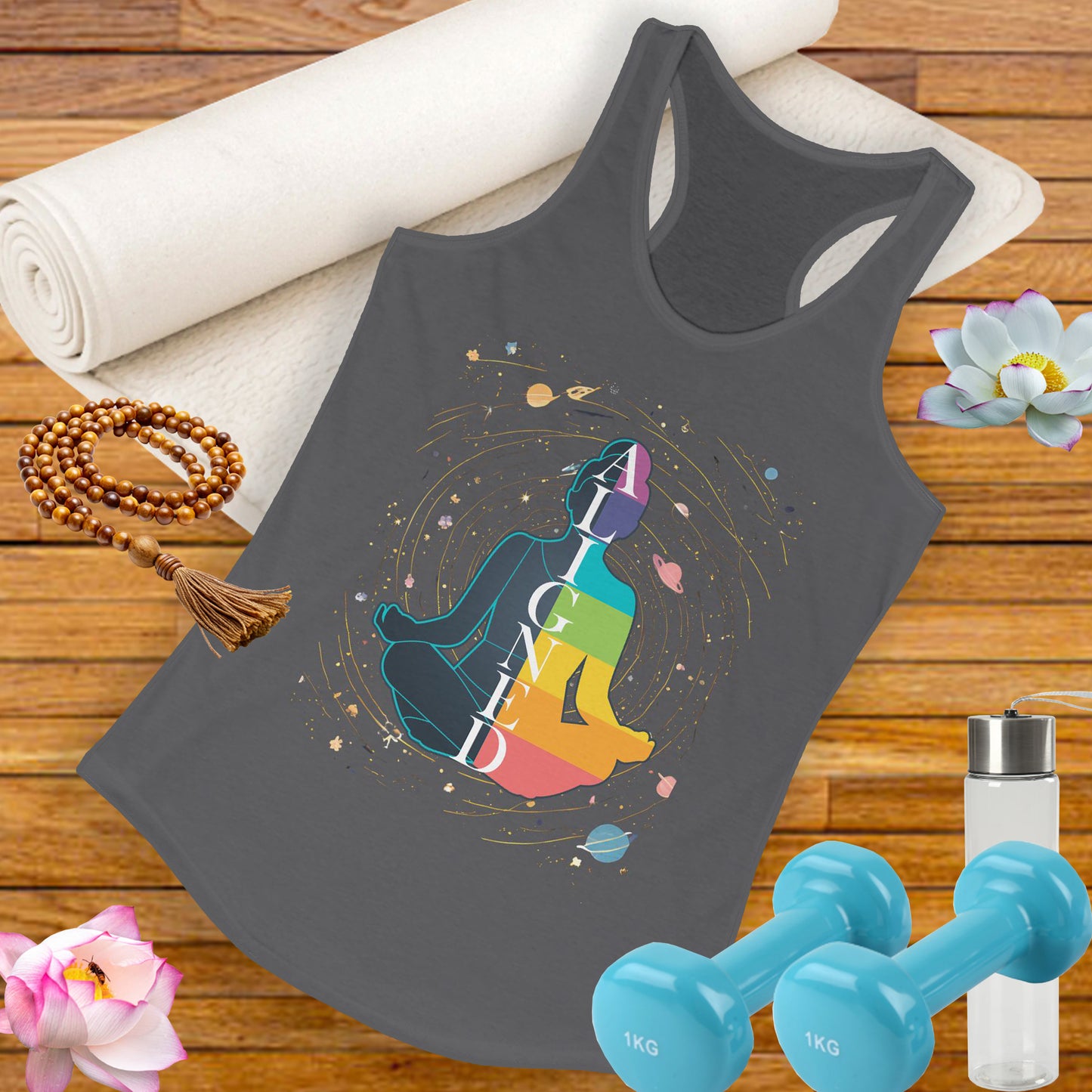 Aligned in Cosmos - Chakra Energy - Zen Women's Racerback Tank - Perfect for Yoga and Mindfulness