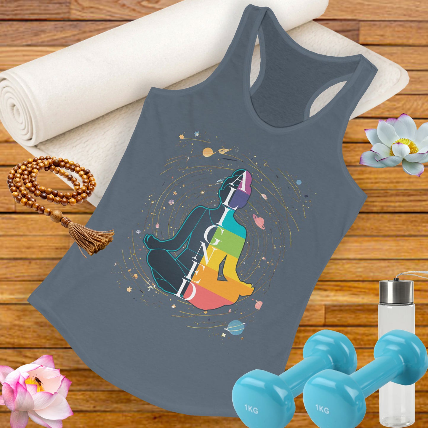 Aligned in Cosmos - Chakra Energy - Zen Women's Racerback Tank - Perfect for Yoga and Mindfulness