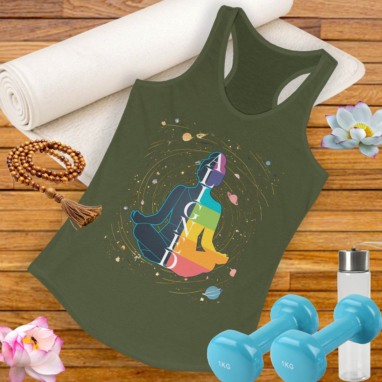 Aligned in Cosmos - Chakra Energy - Zen Women's Racerback Tank - Perfect for Yoga and Mindfulness
