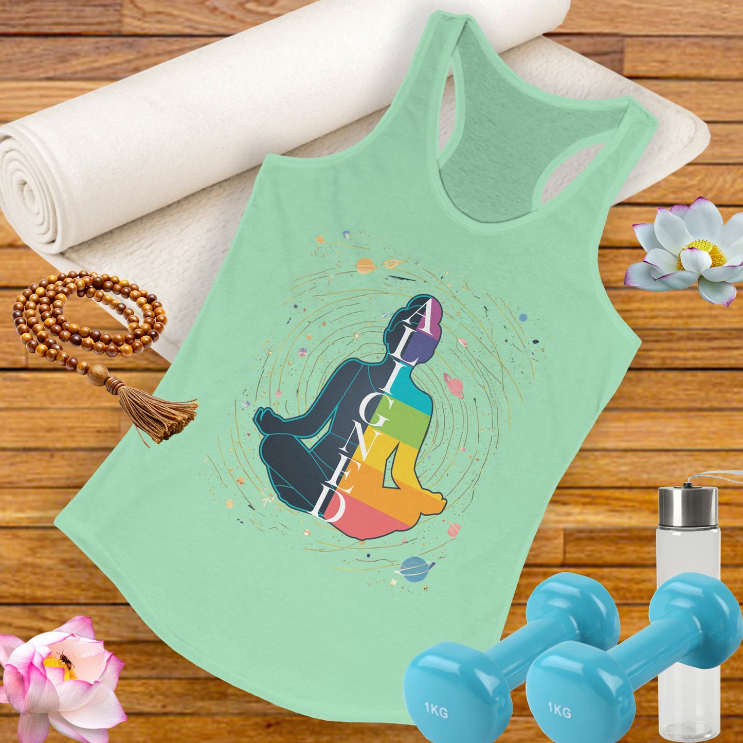Aligned in Cosmos - Chakra Energy - Zen Women's Racerback Tank - Perfect for Yoga and Mindfulness