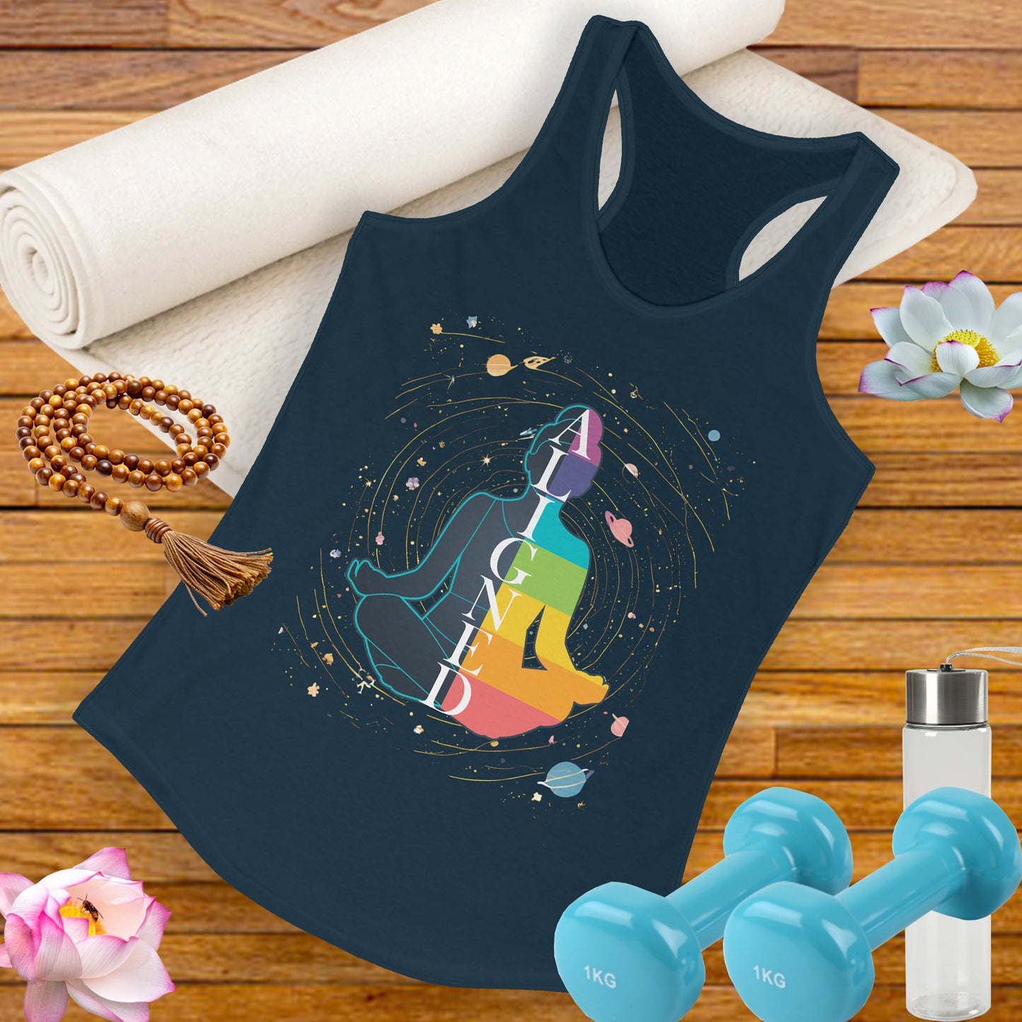 Aligned in Cosmos - Chakra Energy - Zen Women's Racerback Tank - Perfect for Yoga and Mindfulness