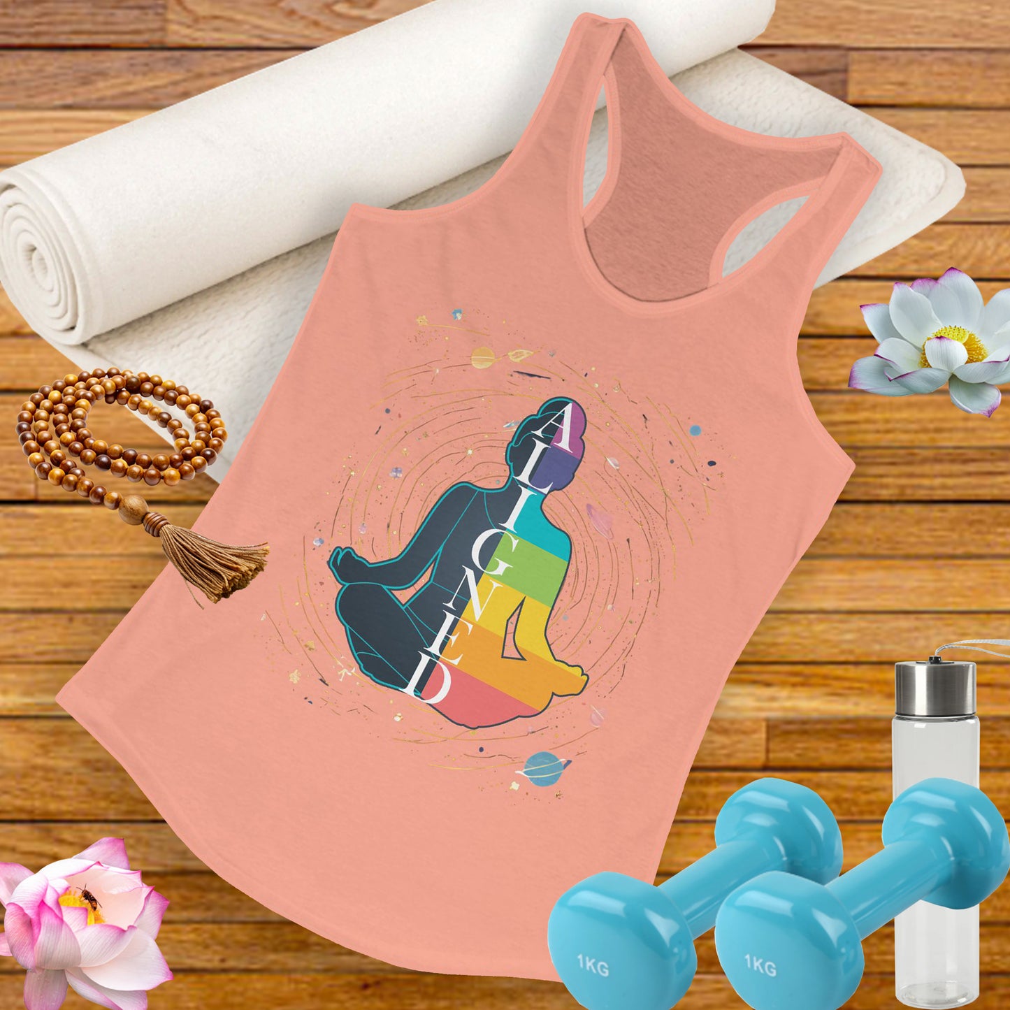 Aligned in Cosmos - Chakra Energy - Zen Women's Racerback Tank - Perfect for Yoga and Mindfulness
