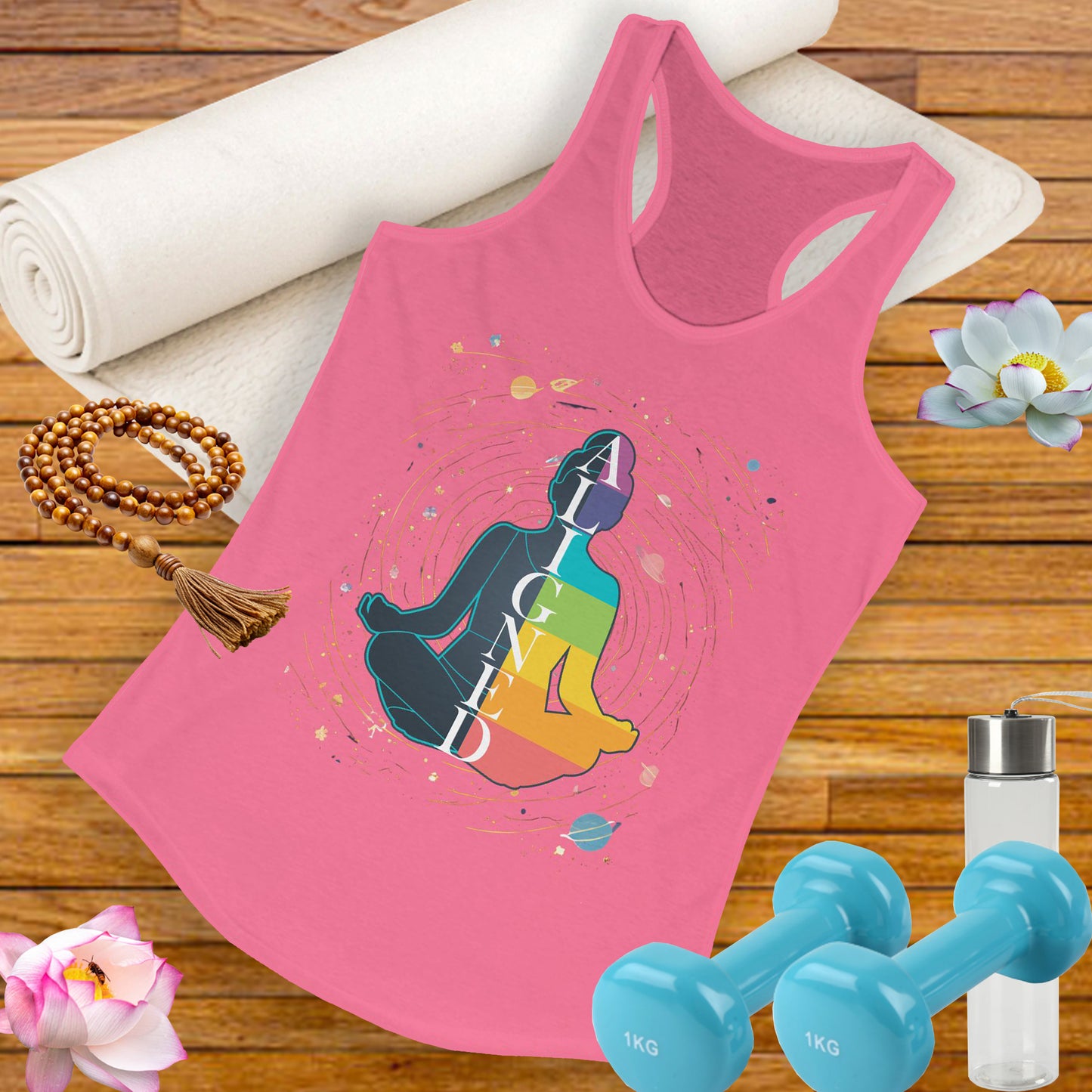 Aligned in Cosmos - Chakra Energy - Zen Women's Racerback Tank - Perfect for Yoga and Mindfulness
