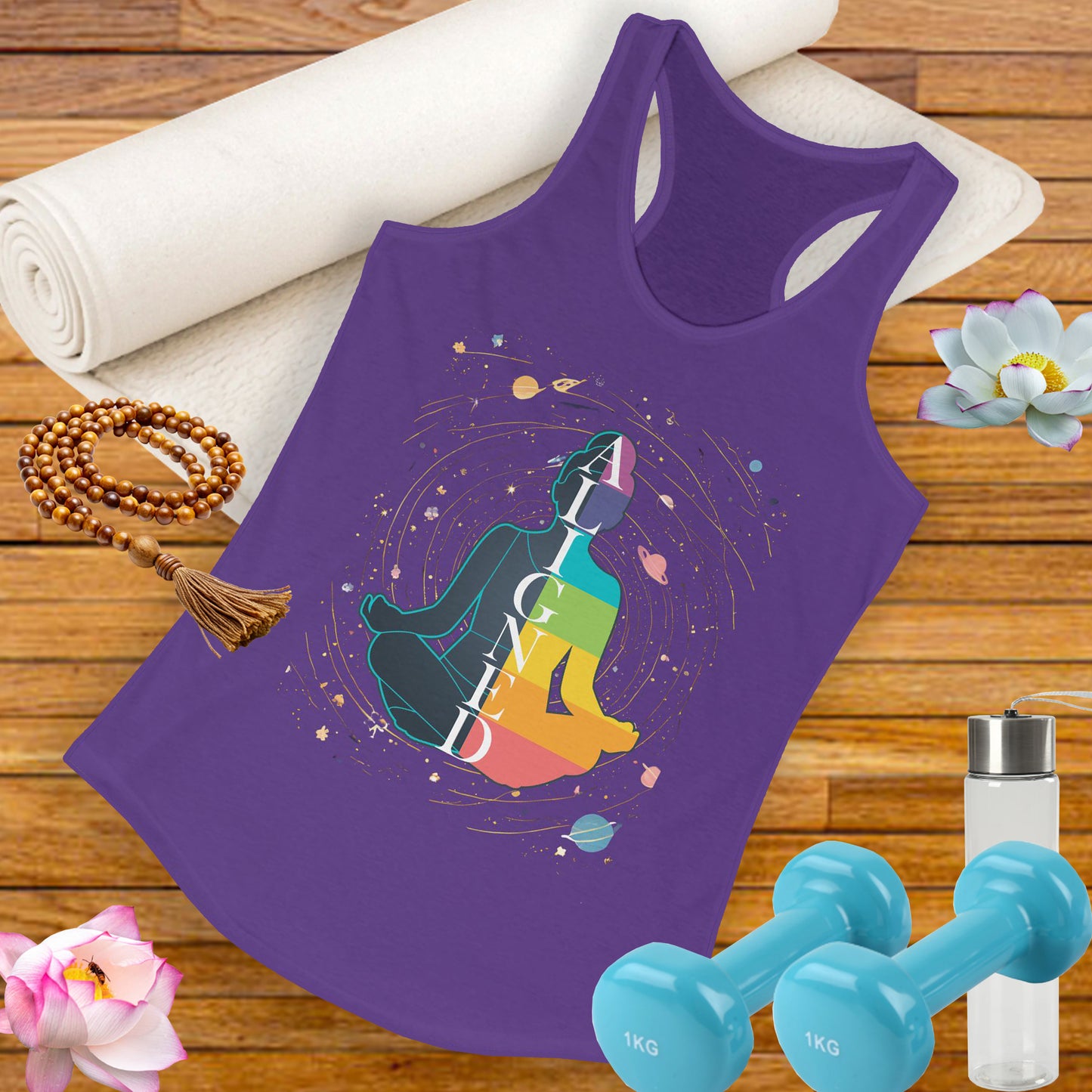 Aligned in Cosmos - Chakra Energy - Zen Women's Racerback Tank - Perfect for Yoga and Mindfulness