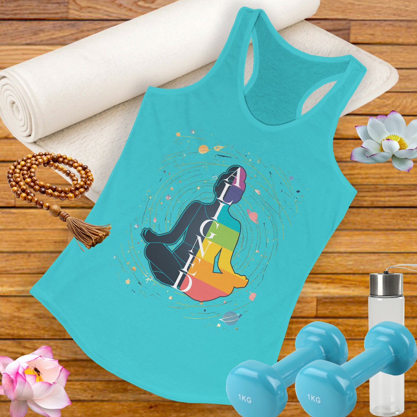Aligned in Cosmos - Chakra Energy - Zen Women's Racerback Tank - Perfect for Yoga and Mindfulness