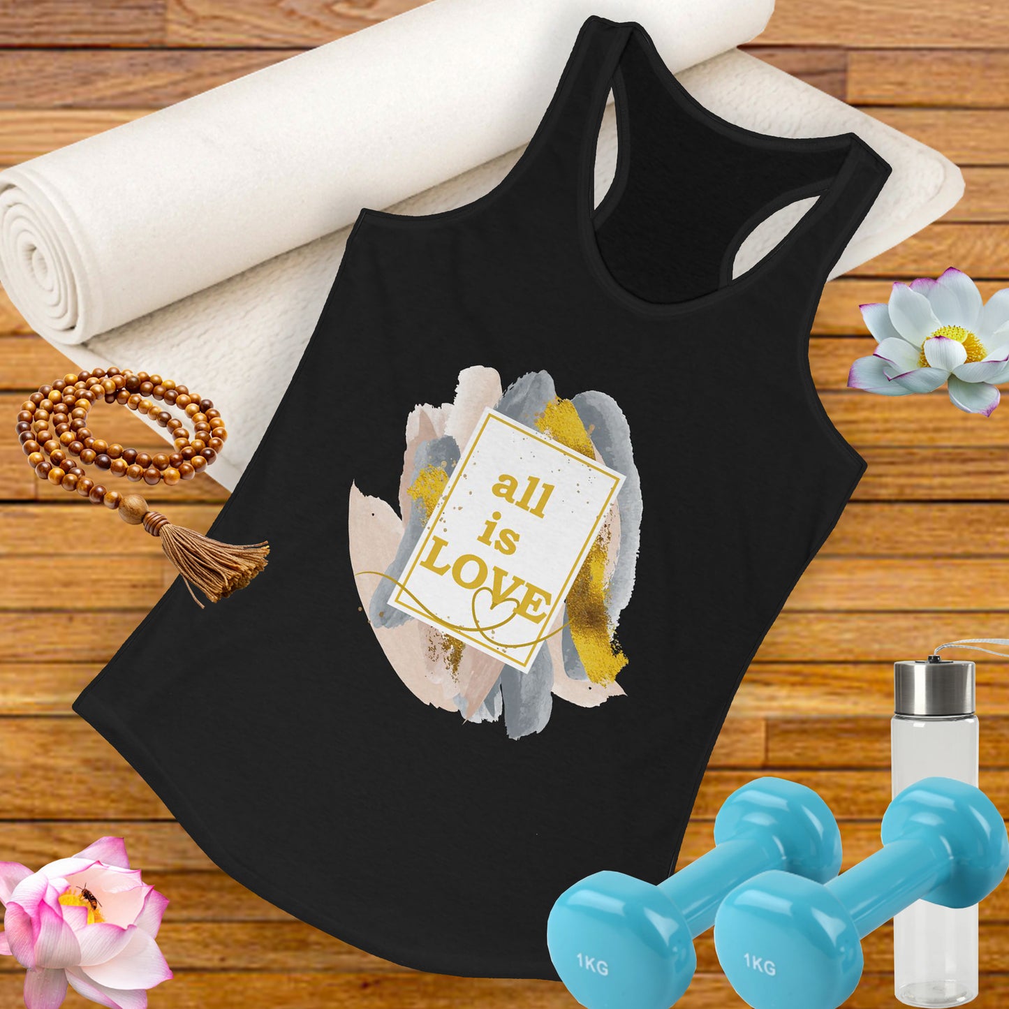 "All Is Love" - Radiate Compassion and Light - Racerback Tank Top