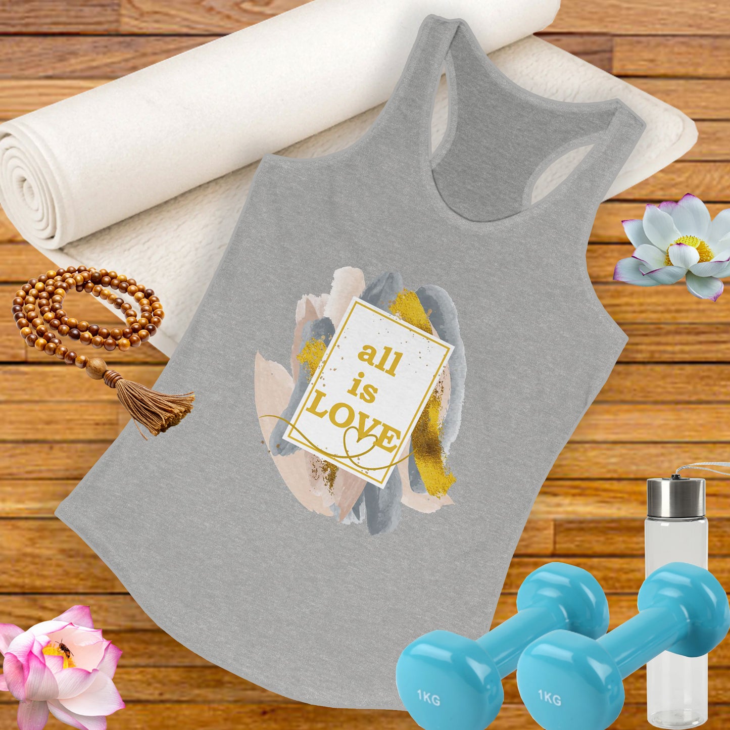 "All Is Love" - Radiate Compassion and Light - Racerback Tank Top