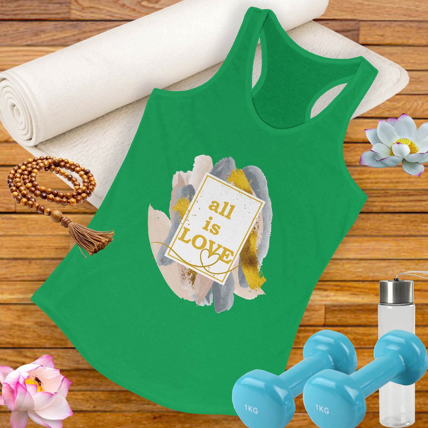 "All Is Love" - Radiate Compassion and Light - Racerback Tank Top