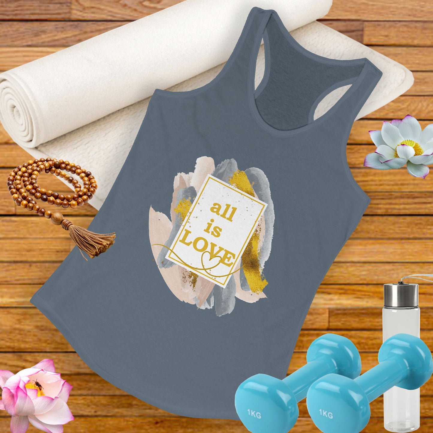 "All Is Love" - Radiate Compassion and Light - Racerback Tank Top