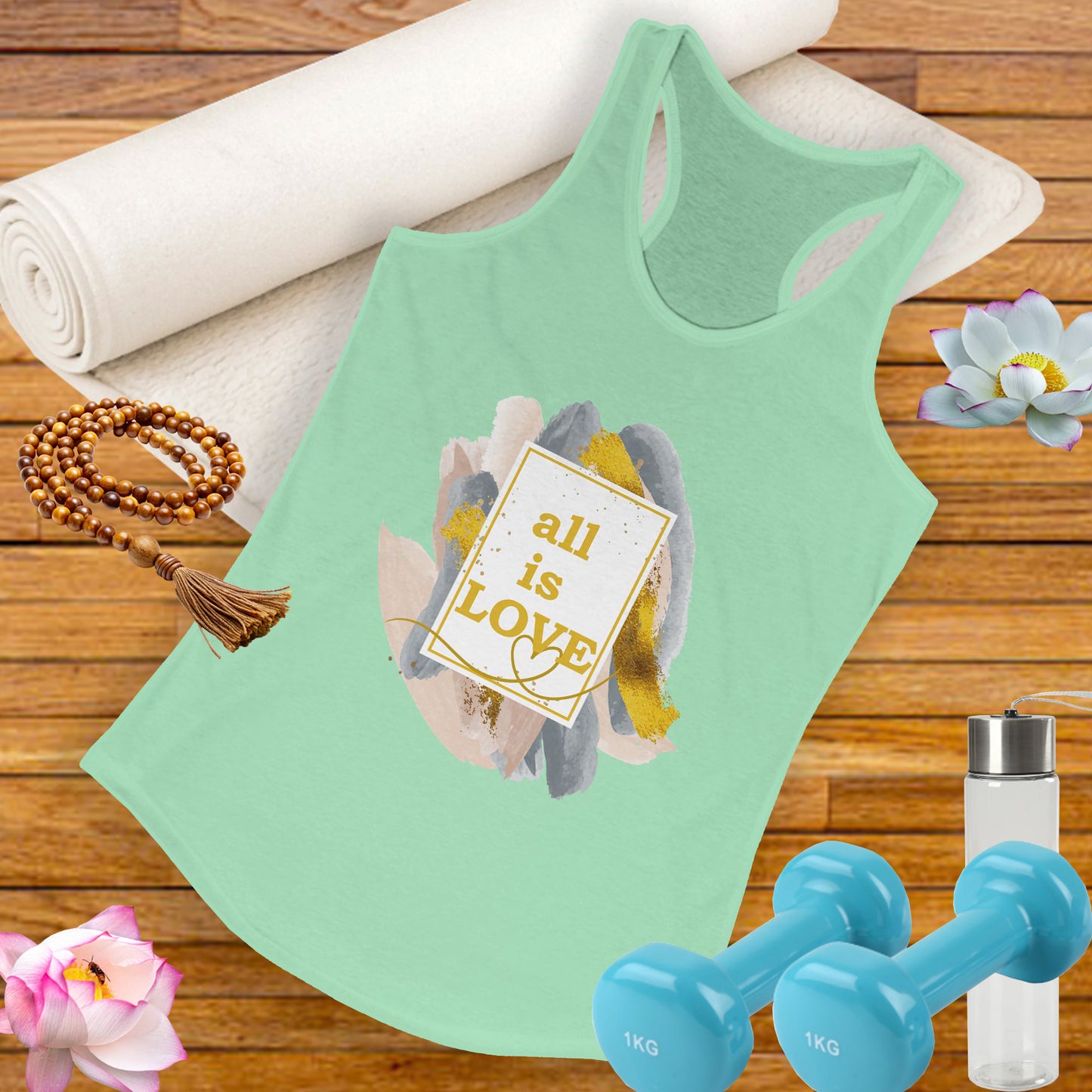 "All Is Love" - Radiate Compassion and Light - Racerback Tank Top