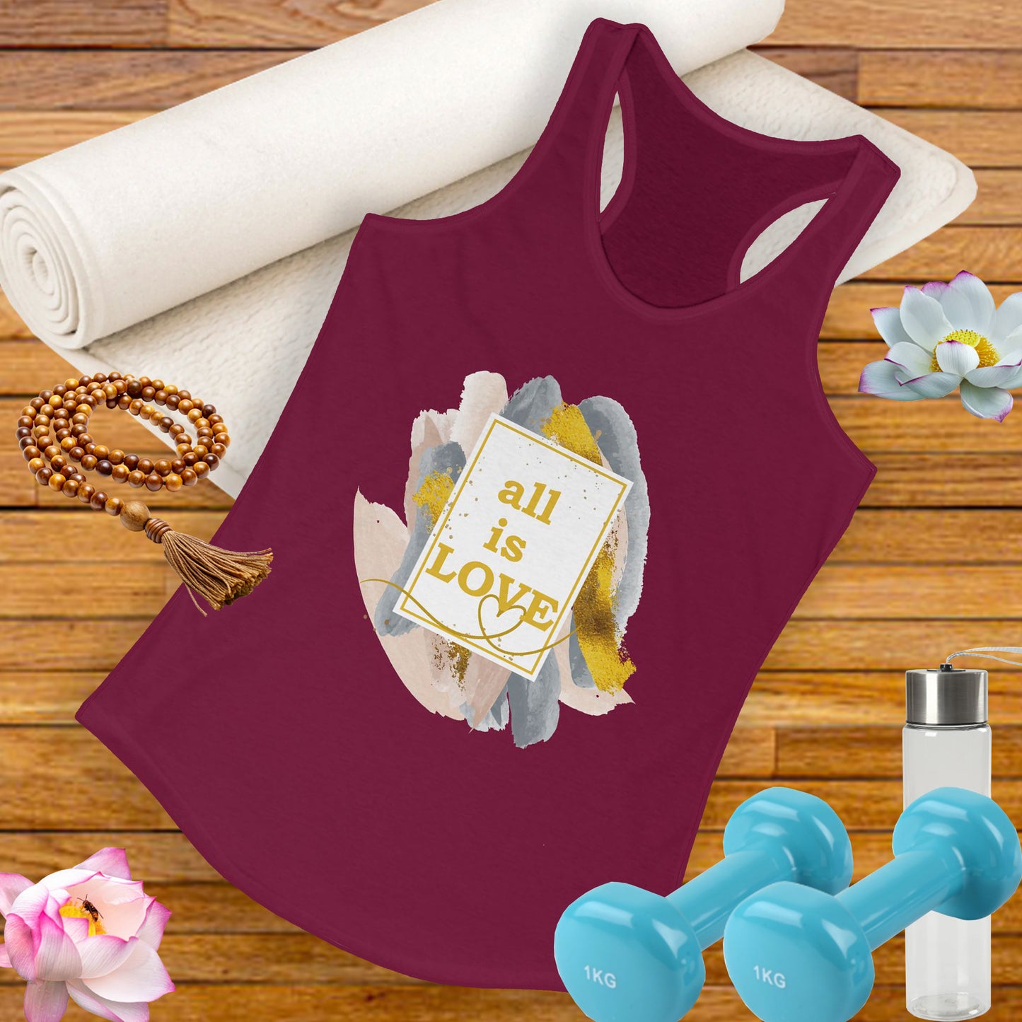 "All Is Love" - Radiate Compassion and Light - Racerback Tank Top