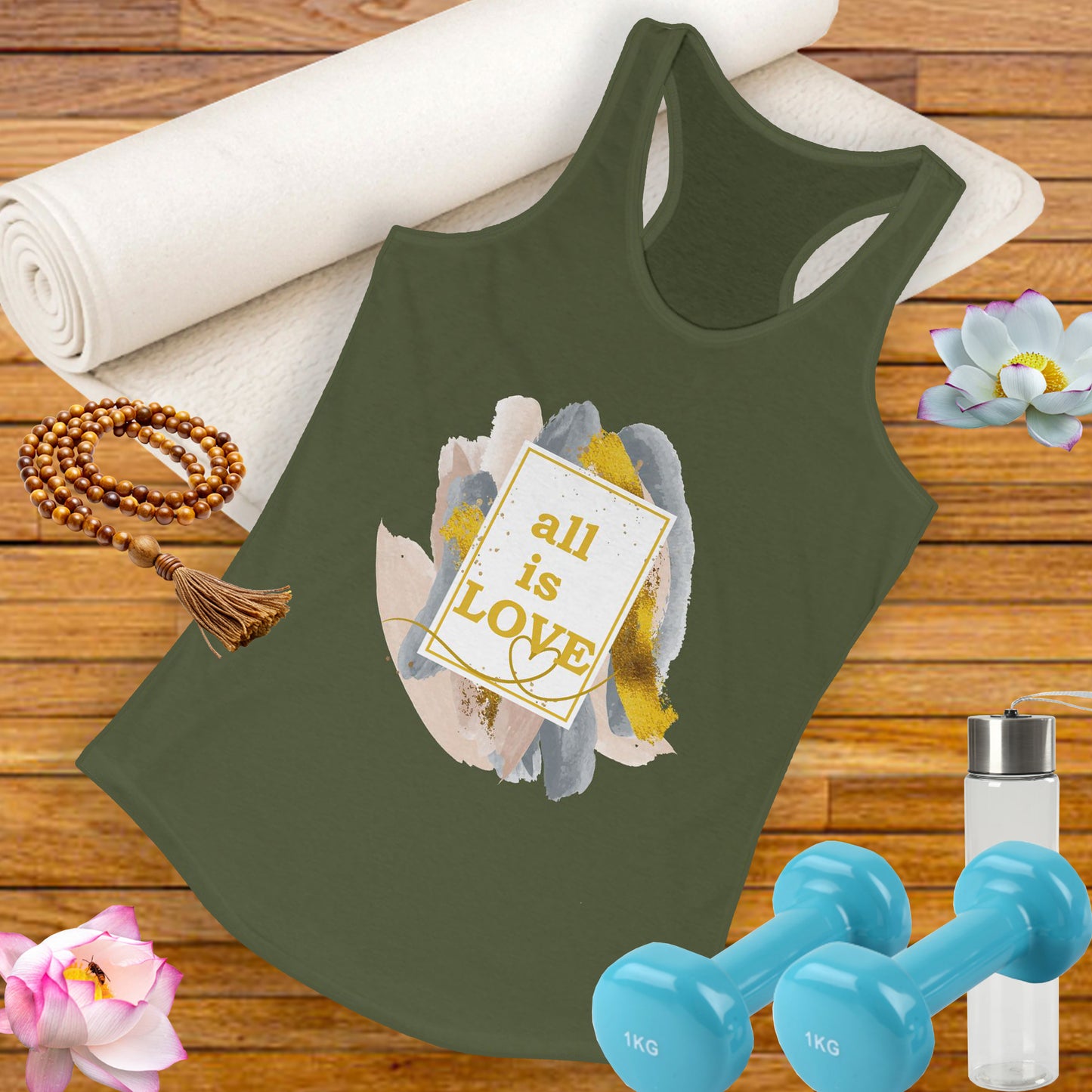 "All Is Love" - Radiate Compassion and Light - Racerback Tank Top