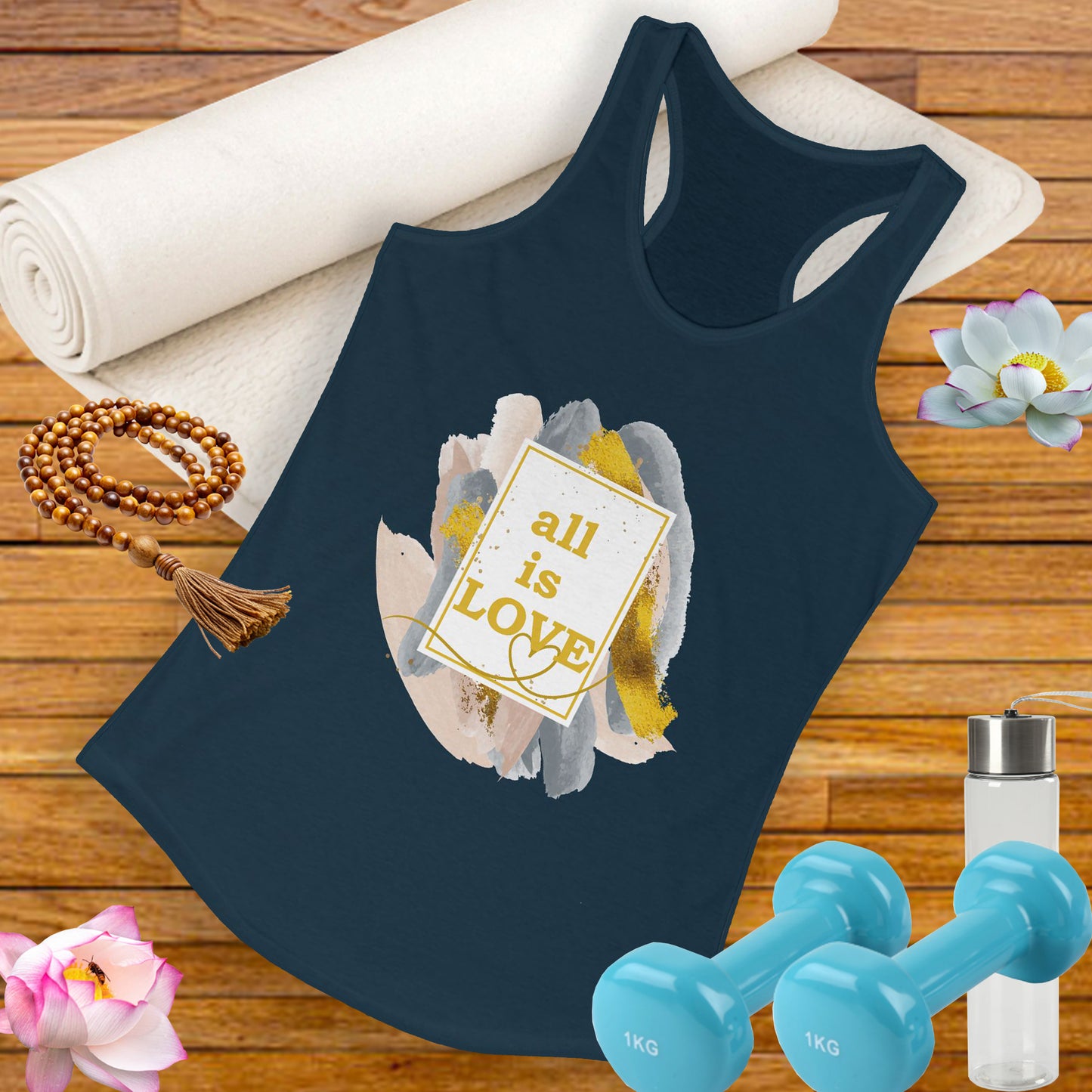 "All Is Love" - Radiate Compassion and Light - Racerback Tank Top