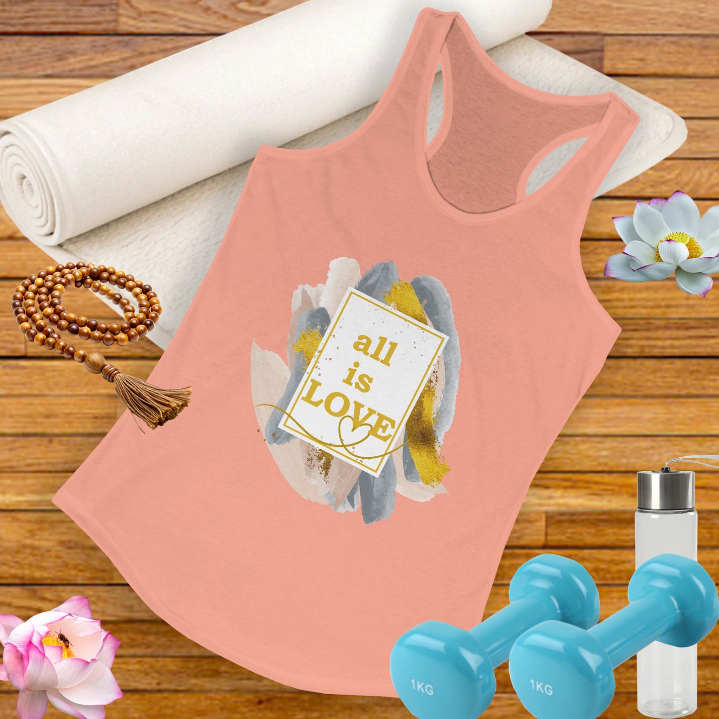 "All Is Love" - Radiate Compassion and Light - Racerback Tank Top