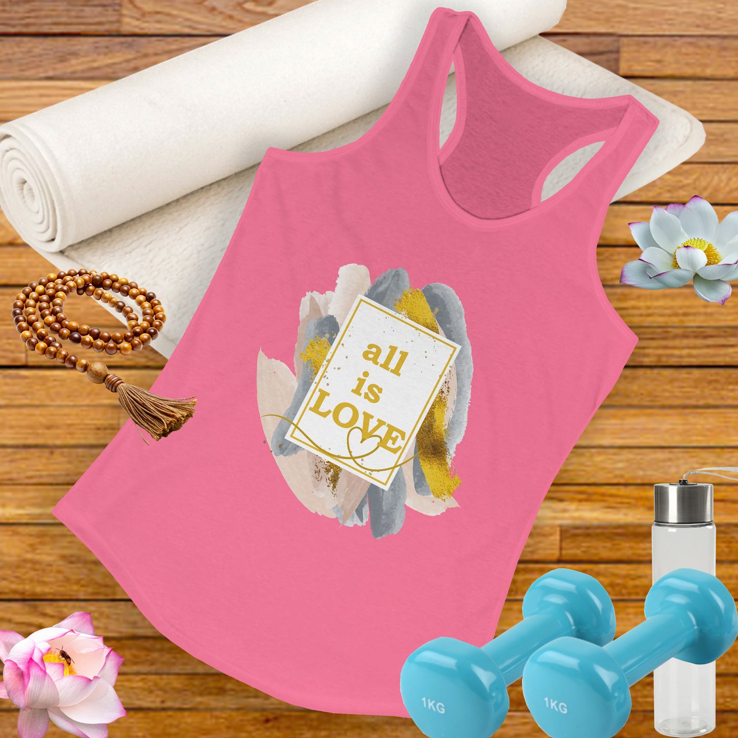 "All Is Love" - Radiate Compassion and Light - Racerback Tank Top
