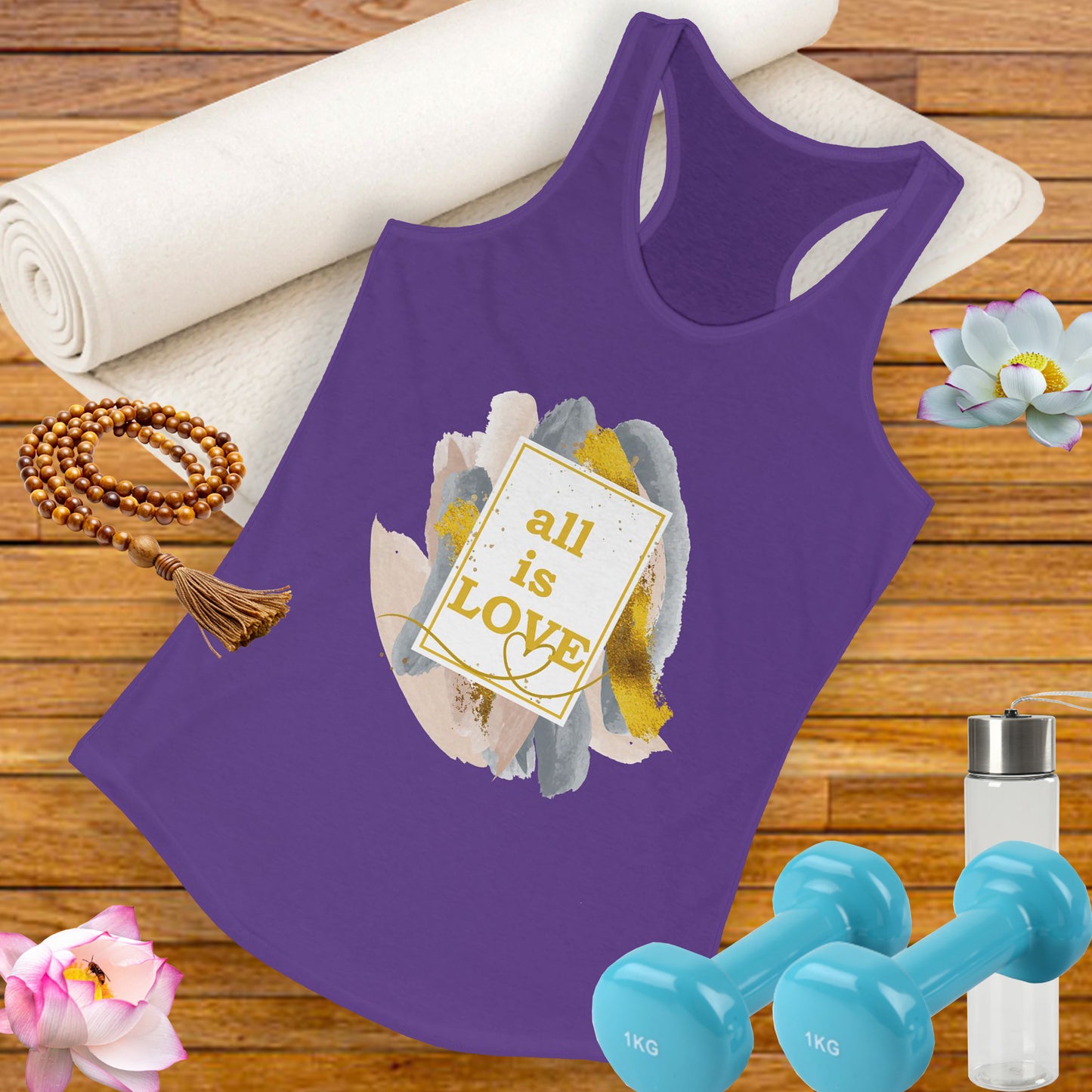 "All Is Love" - Radiate Compassion and Light - Racerback Tank Top