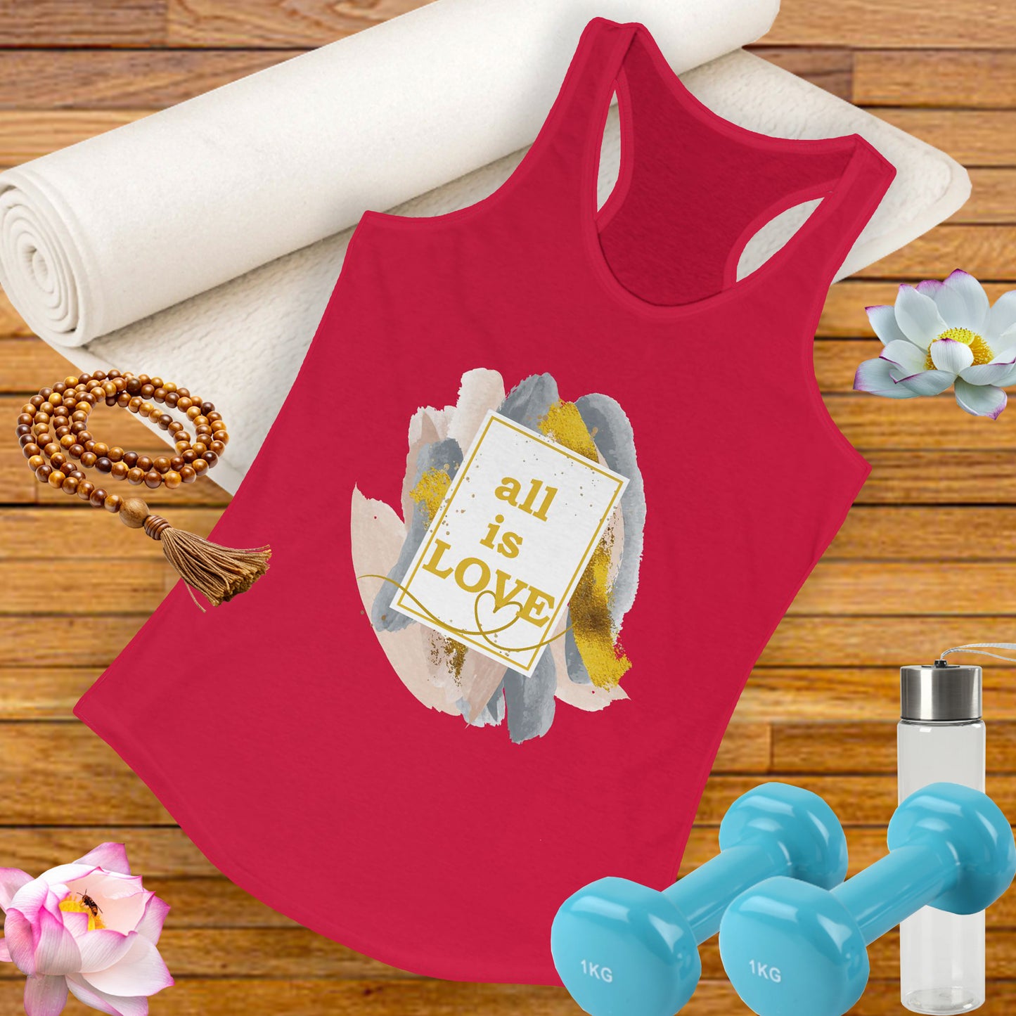 "All Is Love" - Radiate Compassion and Light - Racerback Tank Top