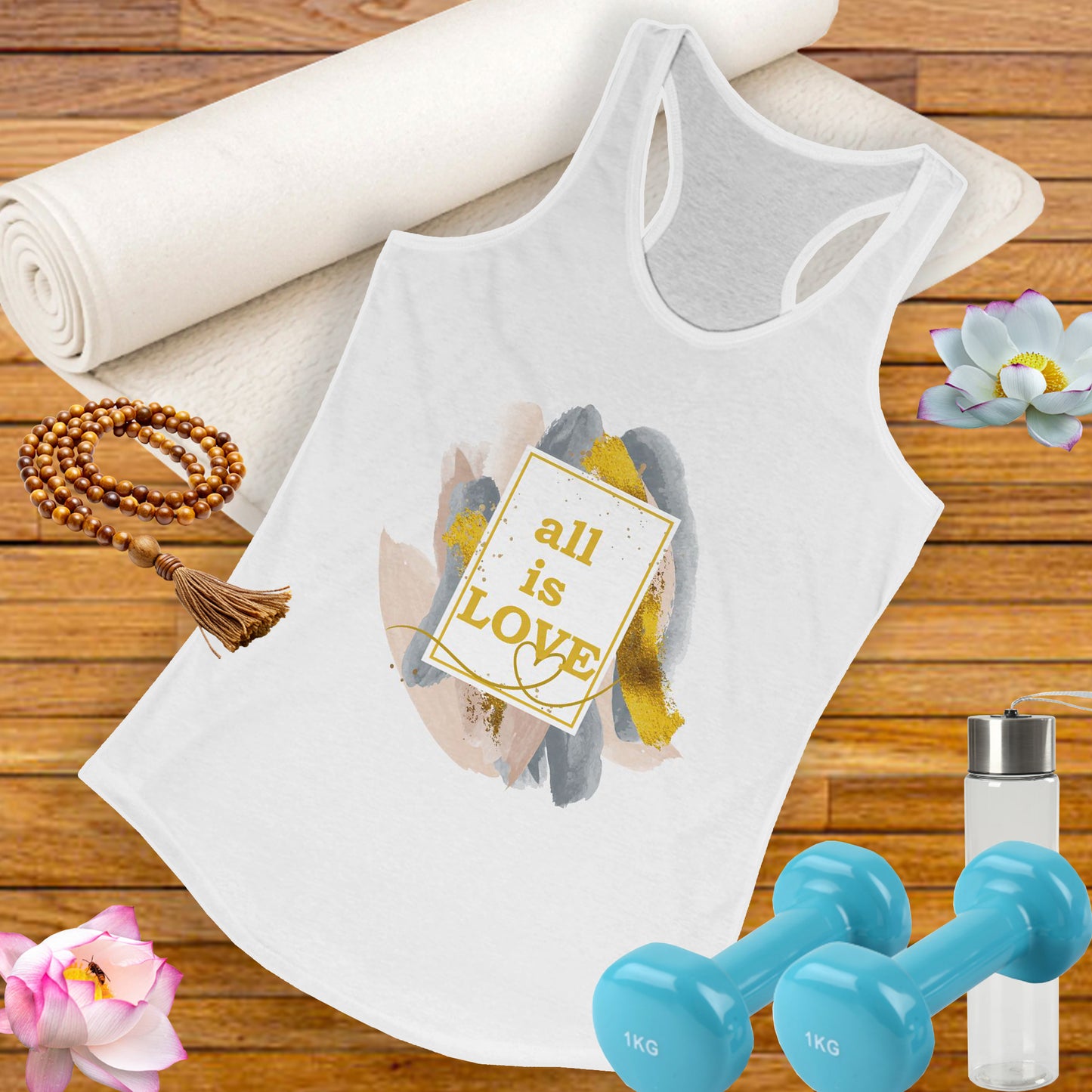 "All Is Love" - Radiate Compassion and Light - Racerback Tank Top