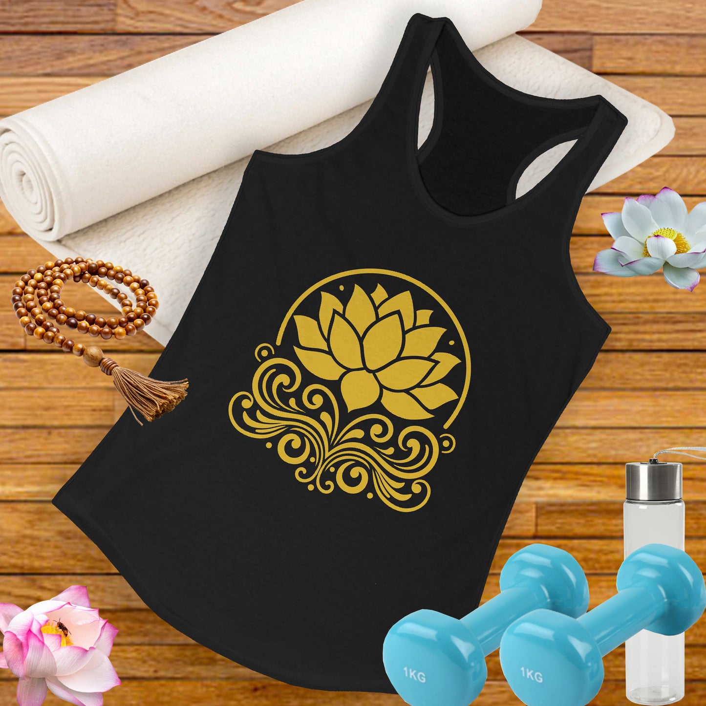 Golden Lotus Racerback Tank - Radiate Grace & Strength
