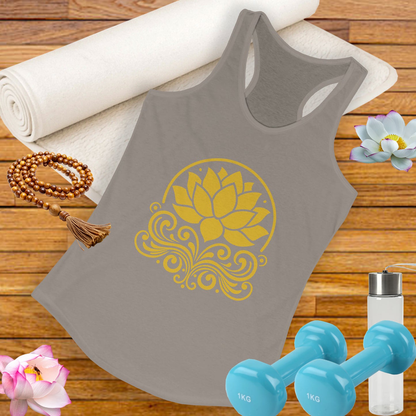 Golden Lotus Racerback Tank - Radiate Grace & Strength