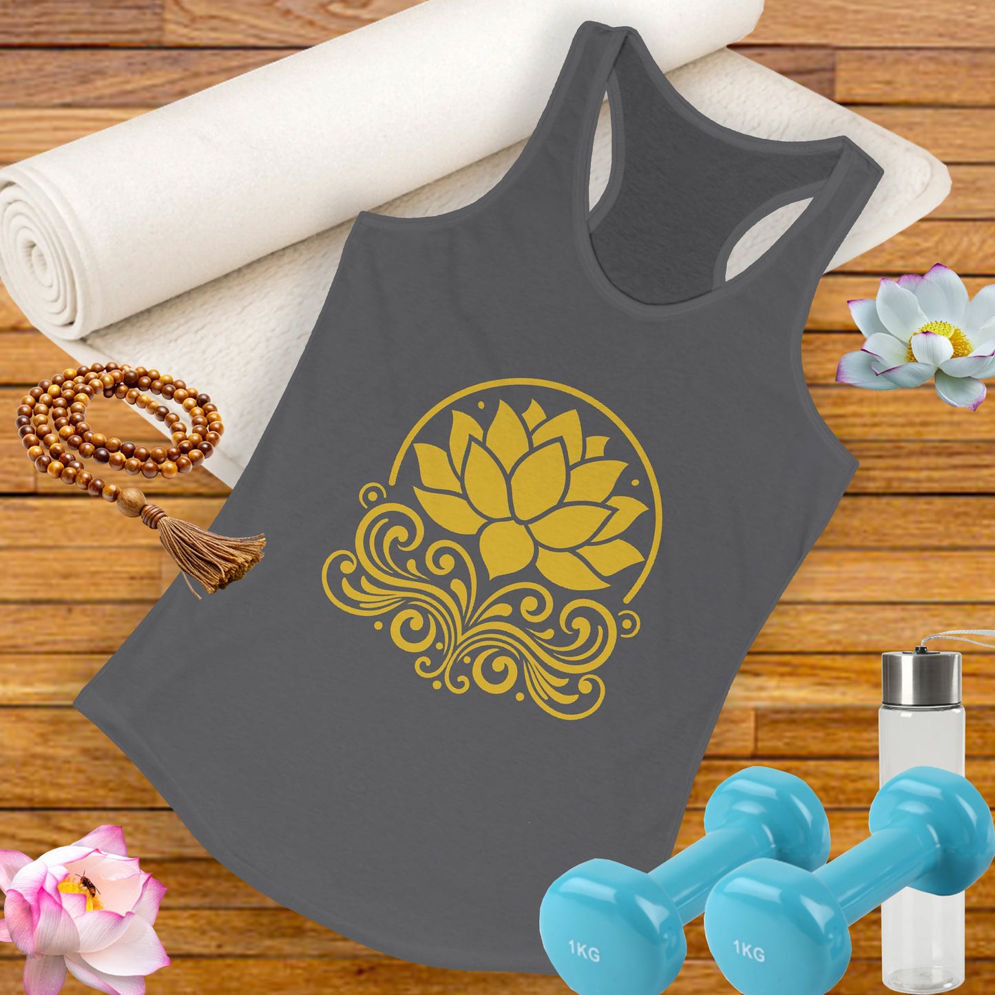 Golden Lotus Racerback Tank - Radiate Grace & Strength