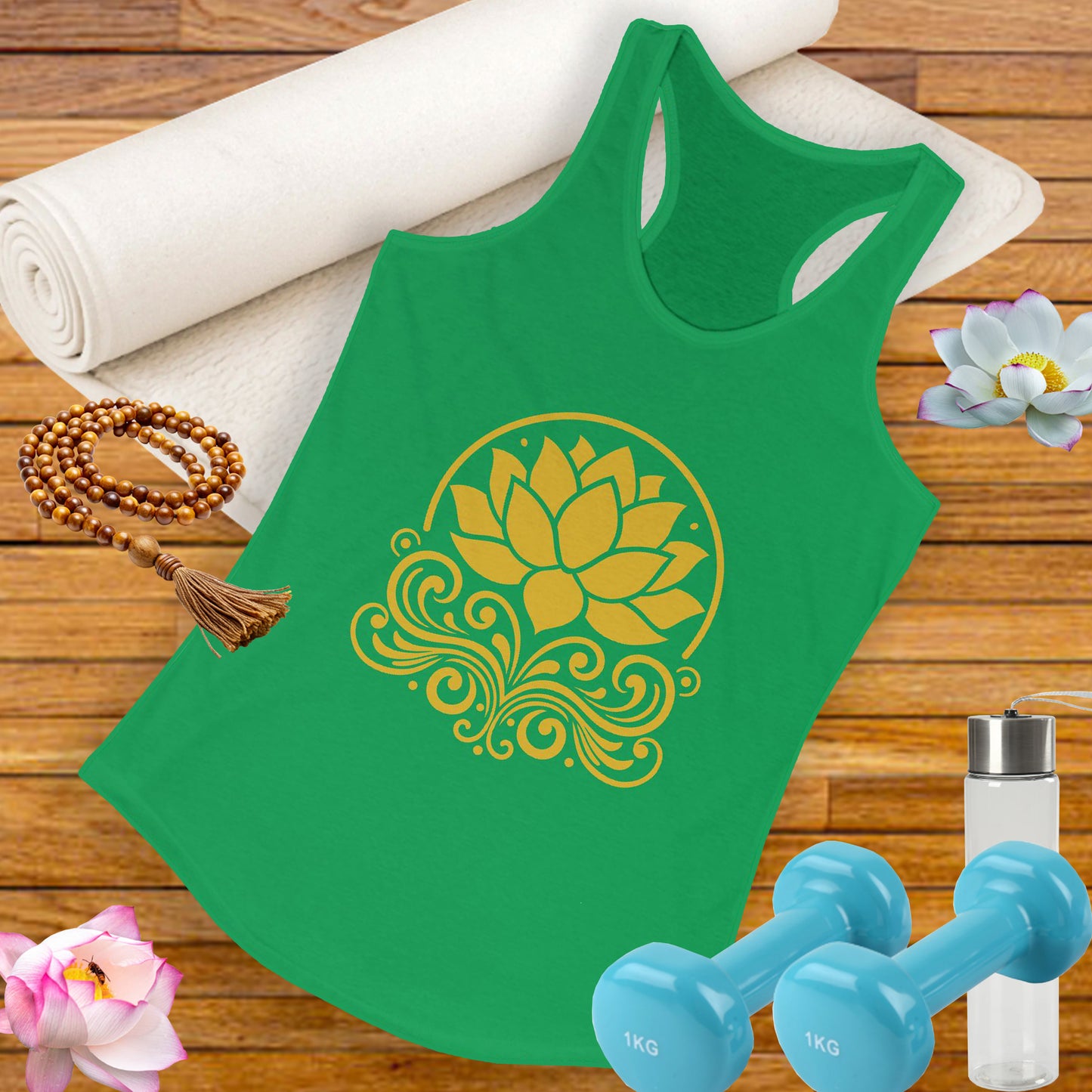 Golden Lotus Racerback Tank - Radiate Grace & Strength