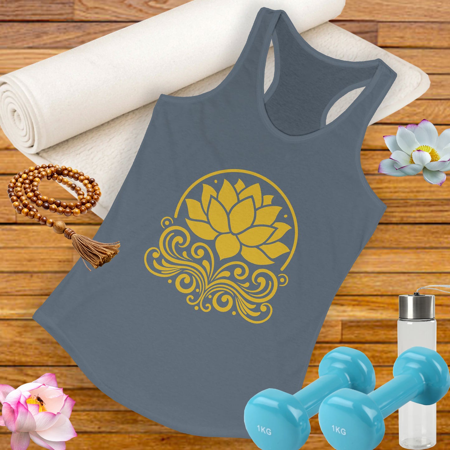 Golden Lotus Racerback Tank - Radiate Grace & Strength