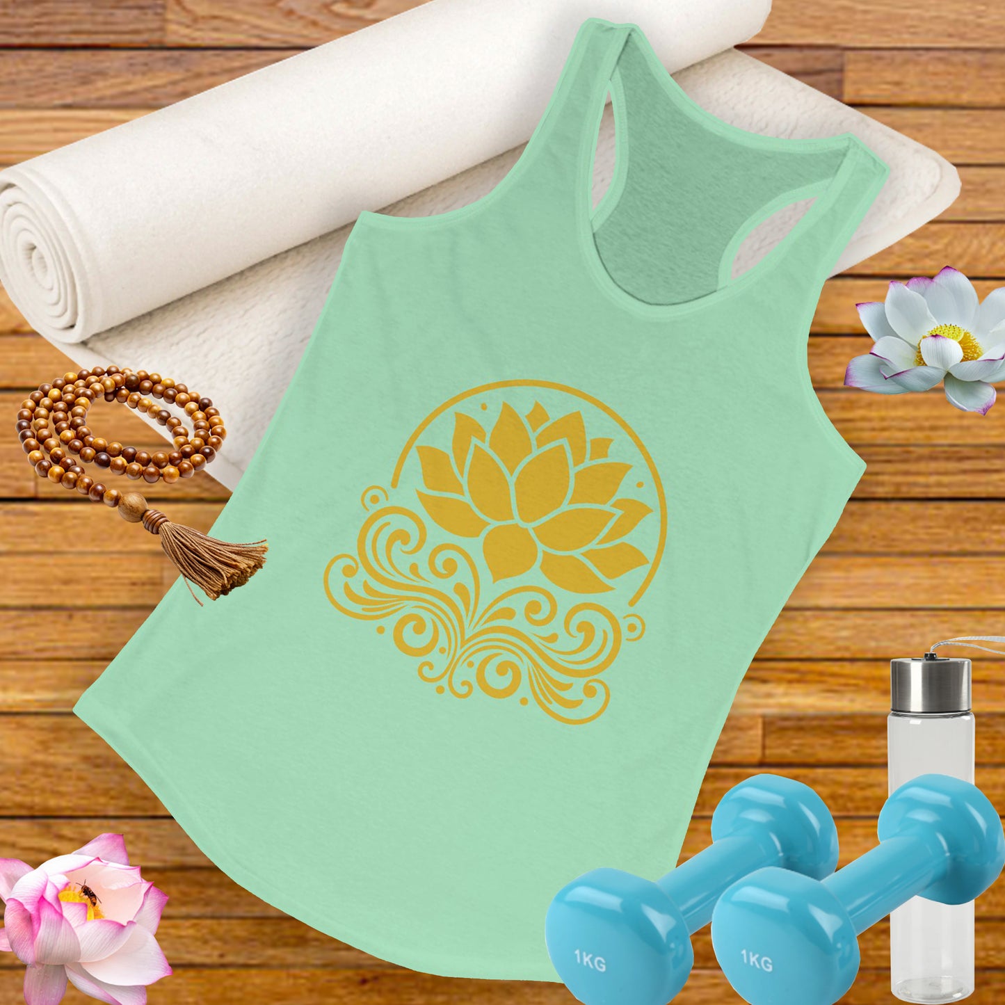 Golden Lotus Racerback Tank - Radiate Grace & Strength