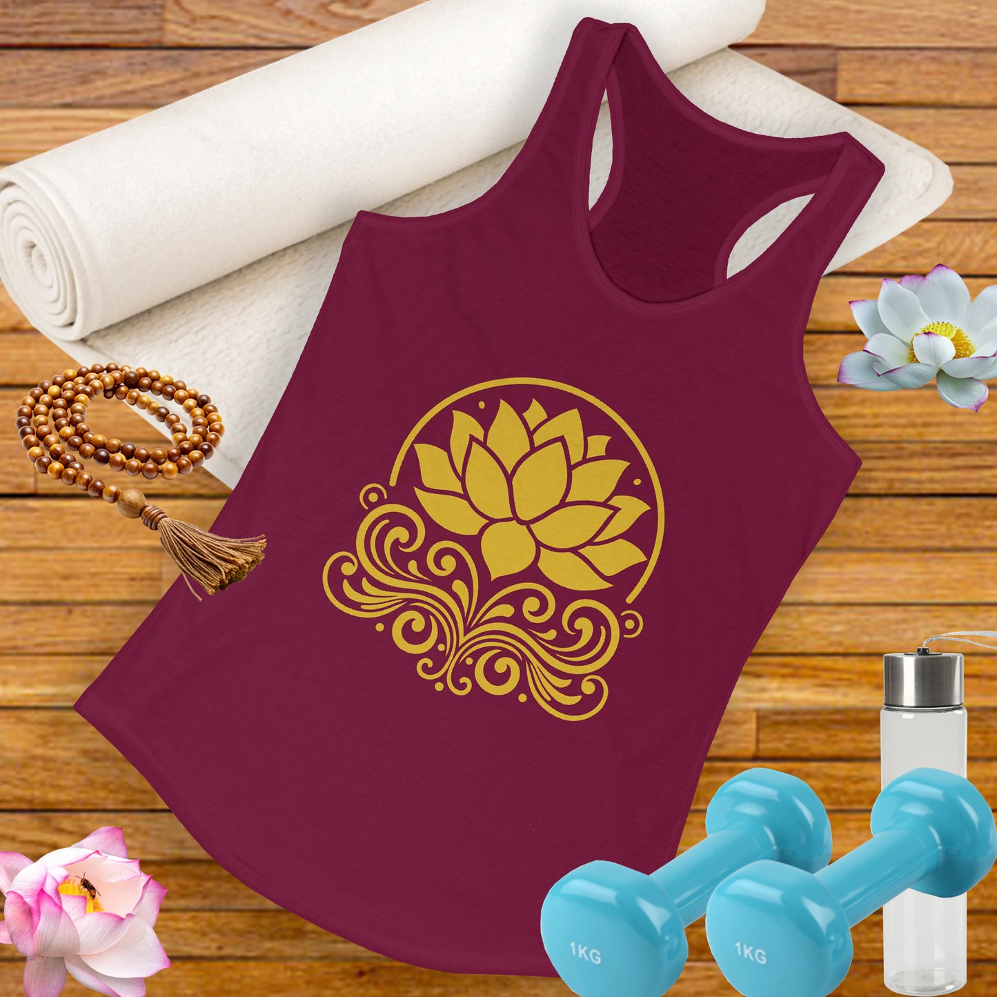 Golden Lotus Racerback Tank - Radiate Grace & Strength